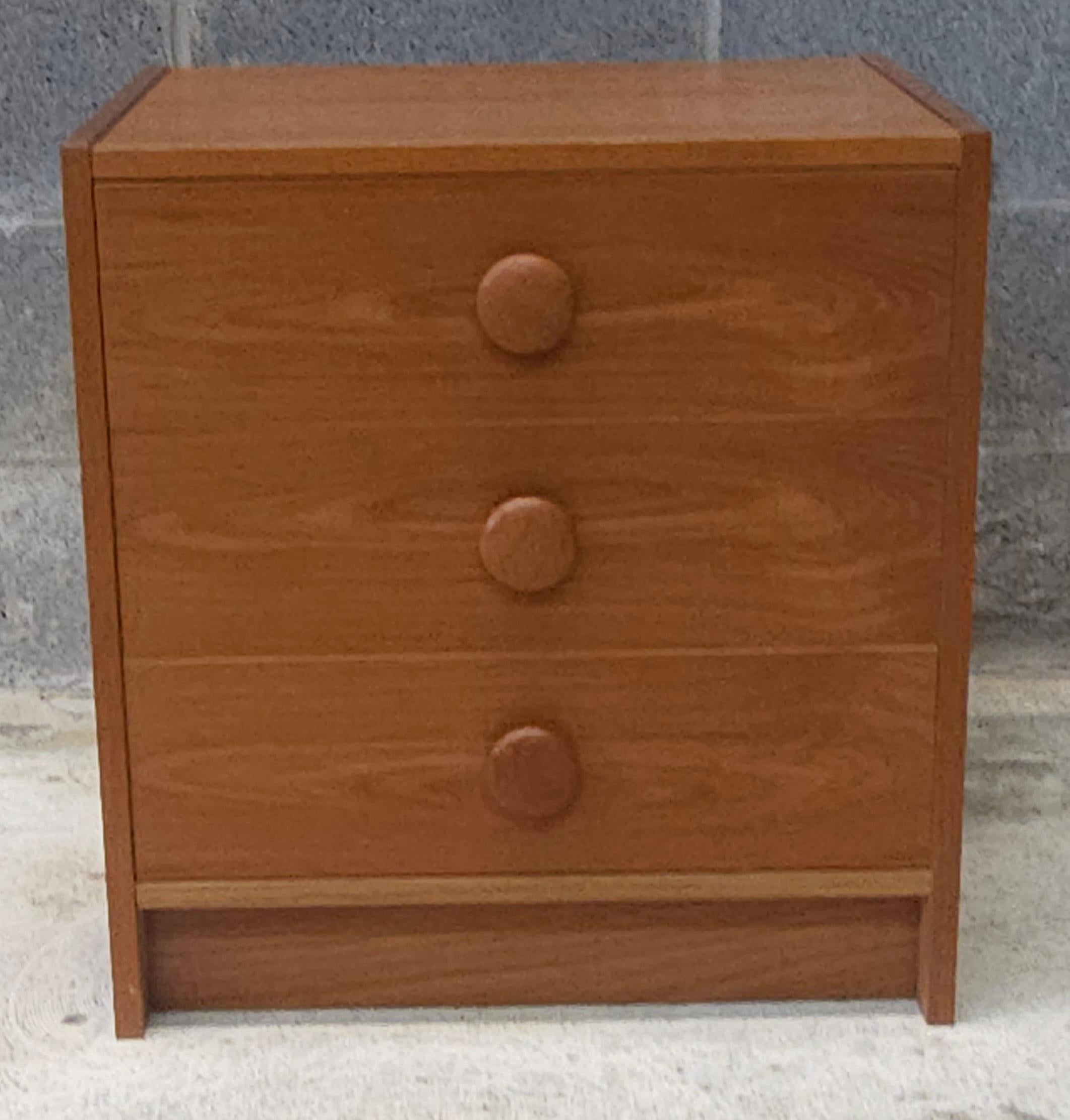 Danish Ervi-Mobler Mid-Century Three-Drawer Bedside Chest of Drawers For Sale