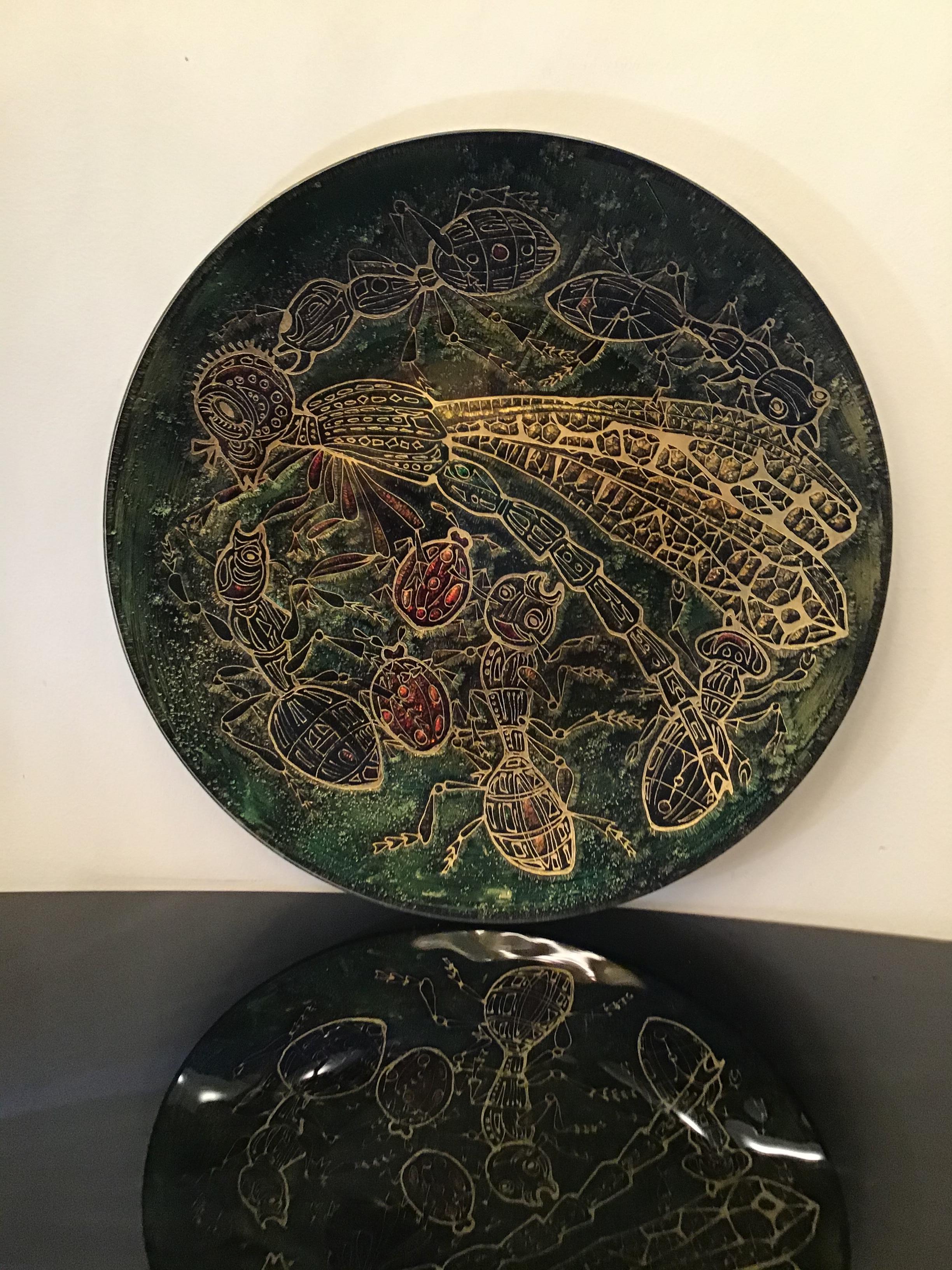Erwin Burger Wall Plate Glass 1950 Italy In Excellent Condition For Sale In Milano, IT