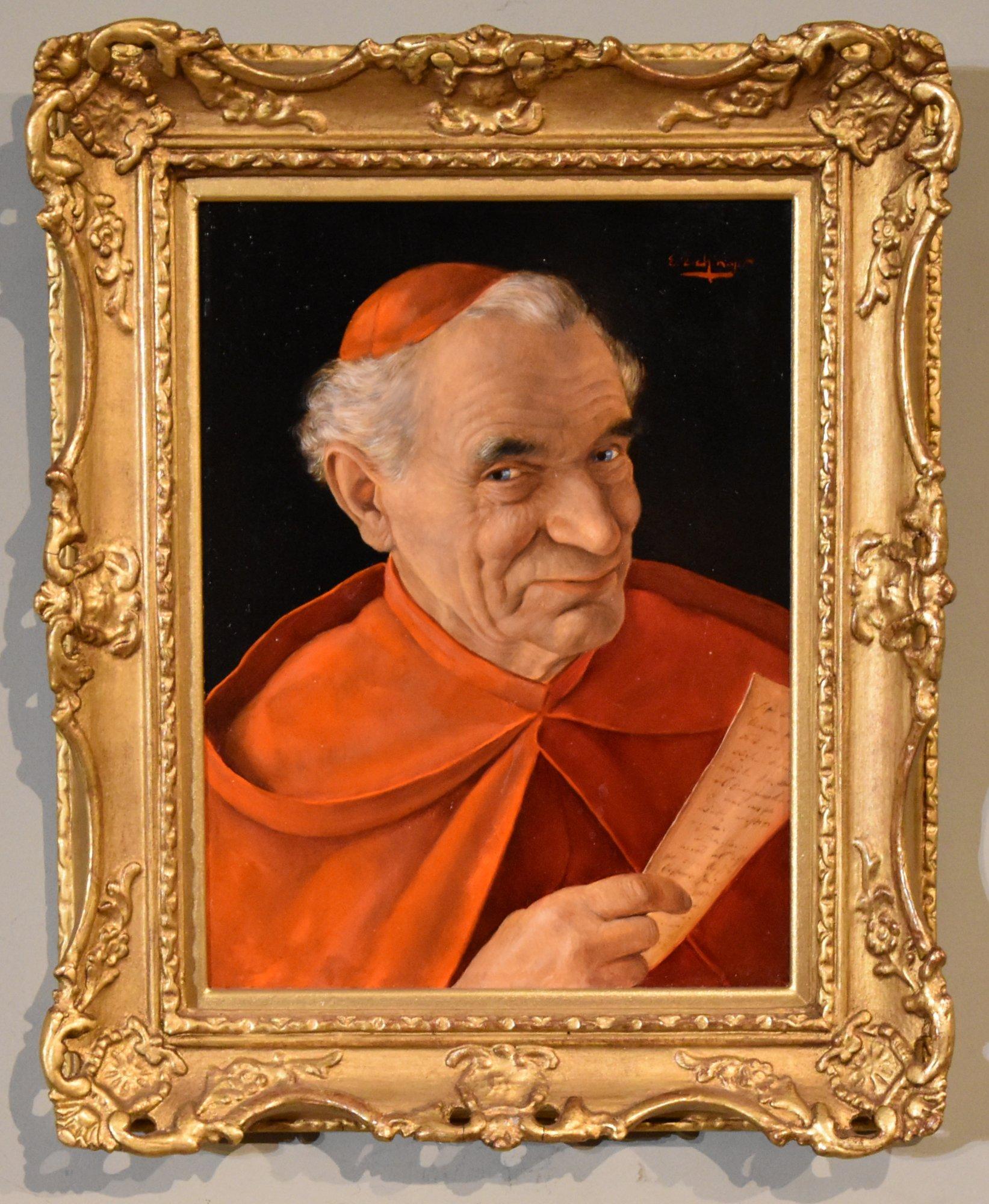 A vendre, cette huile sur panneau d'Erwin Eichinger "Le Cardinal" 1892-1950 Membre de la populaire famille autrichienne d'artistes figuratifs qui a peint des gentilshommes, des cardinaux et des rabbins tyroliens. Le tableau est signé.

Dimensions
