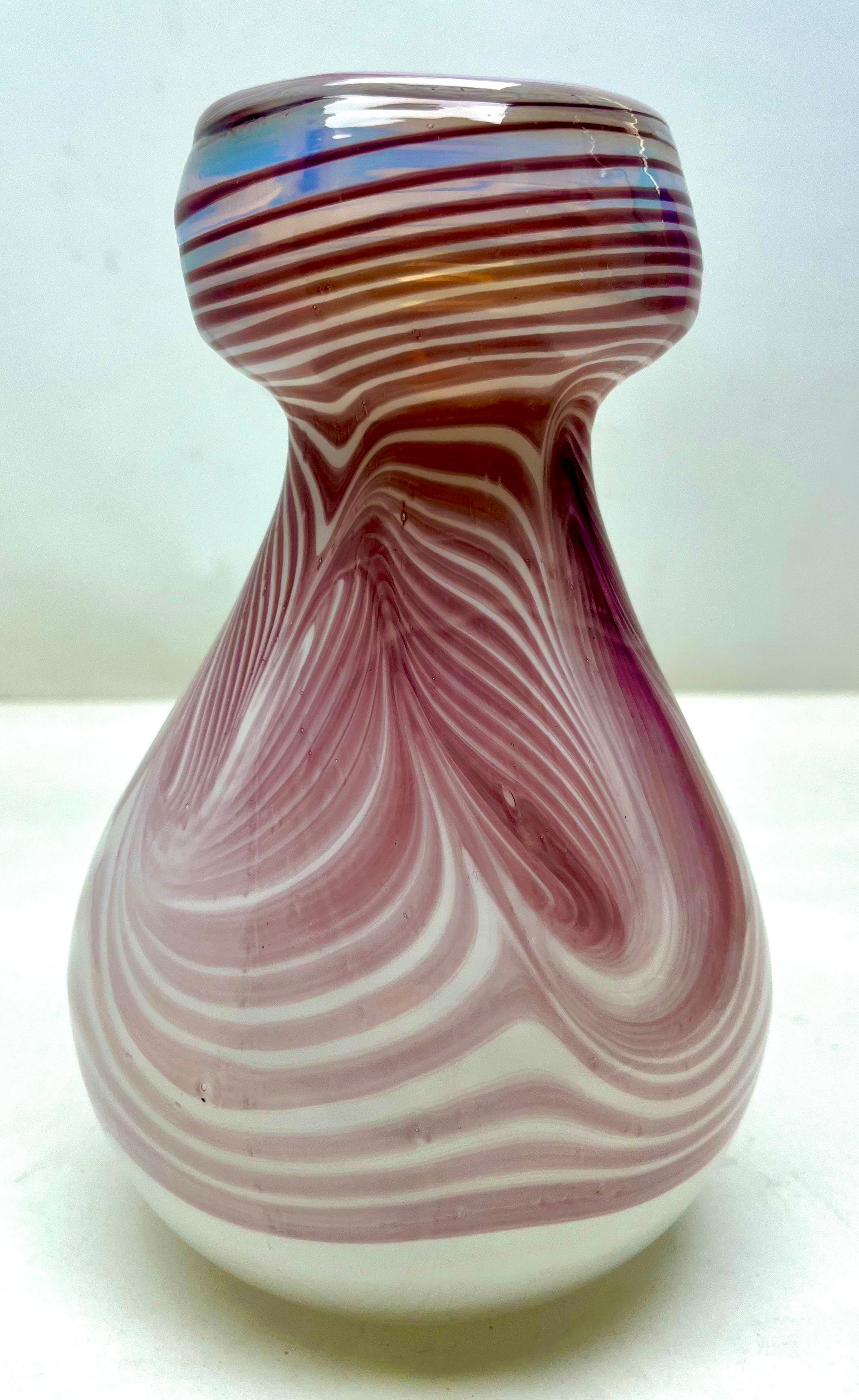 Hand-Crafted Erwin Eisch Collection, Signed Vintage Vase, Thick-Walled, Heavy - Art Glass For Sale