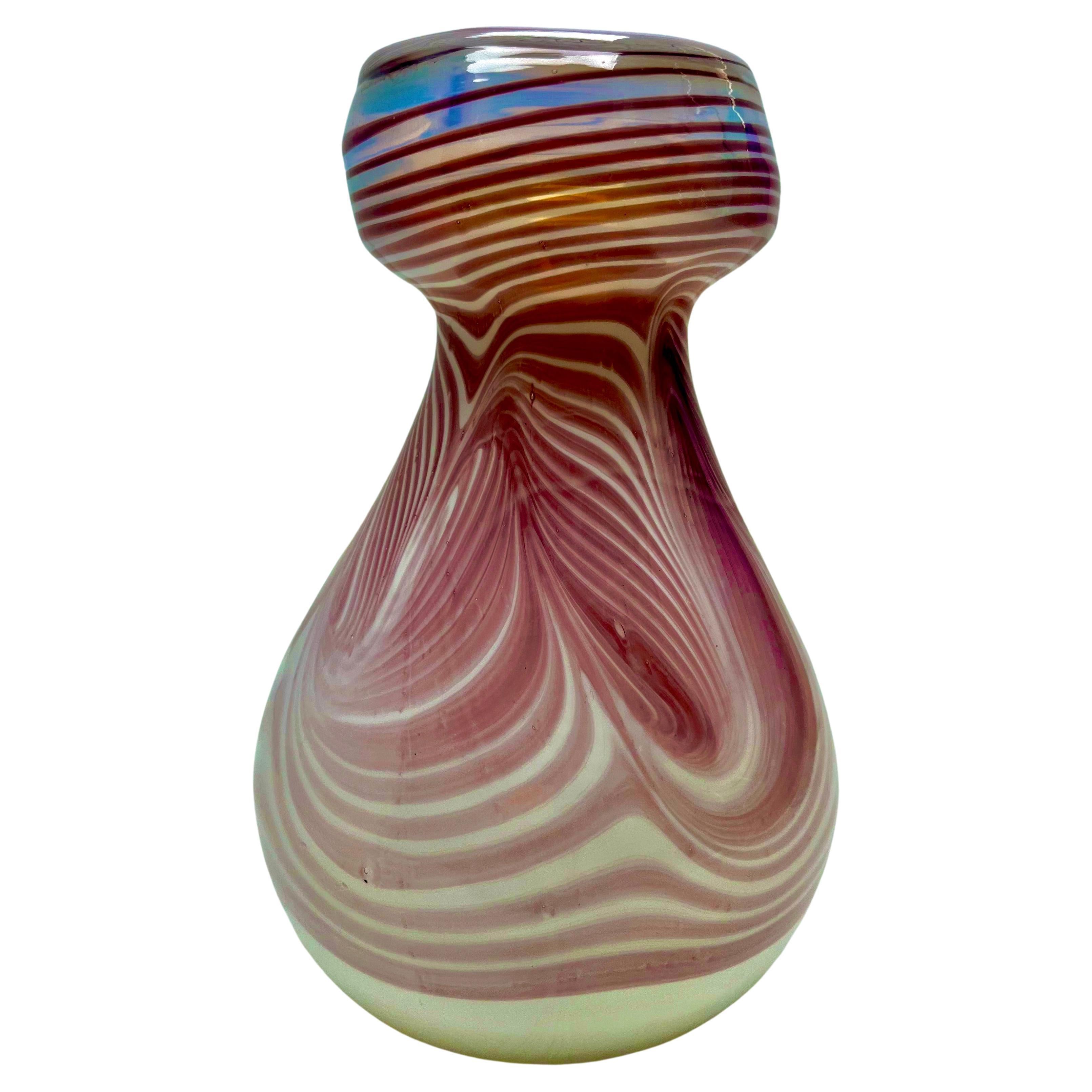 Vase vintage signé Erwin Eisch, épais, en verre d'art, épais