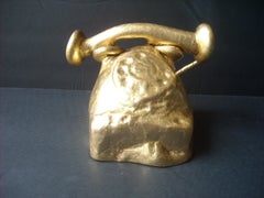 Erwin Eisch "Teléfono" Escultura abstracta en vidrio/acabado dorado, Firmada, Fechada