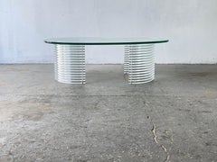 Erwin & Estelle Kidney shaped 1980s, Postmodern Lucite and Glass Coffee Table