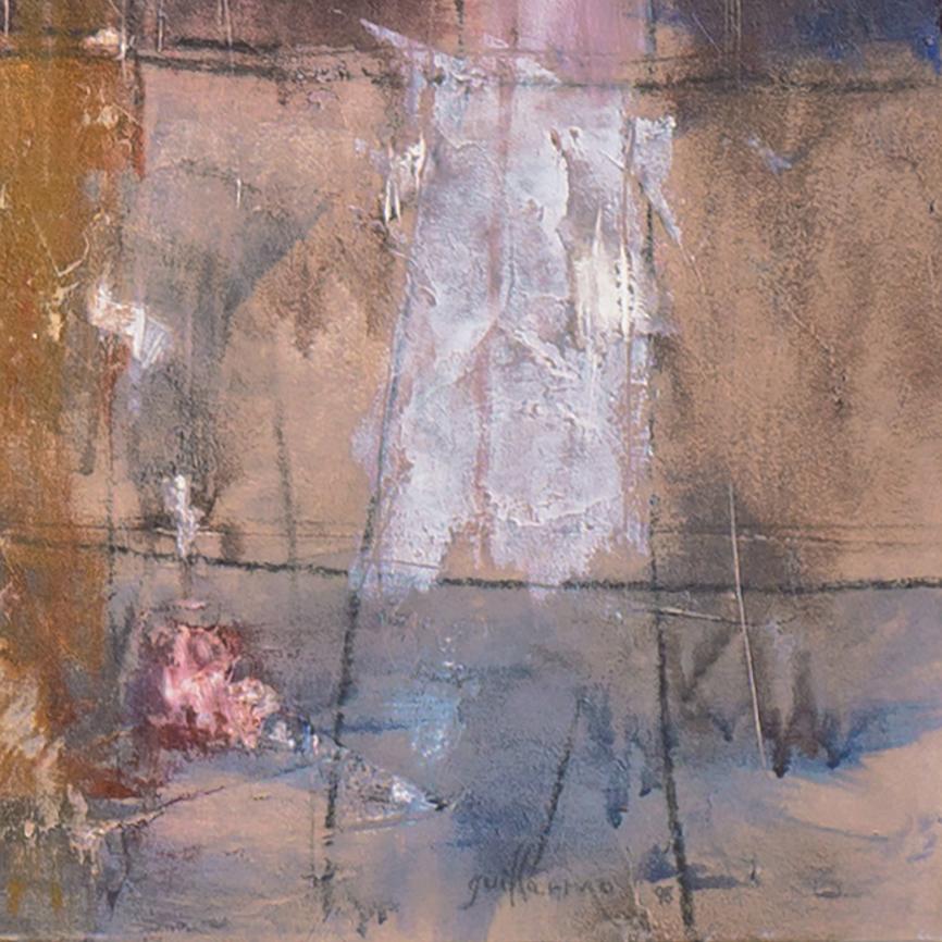 'Abstraction in Coral, Ivory and Charcoal', Large Guatemalan Abstract Oil - Painting by Erwin Guillermo