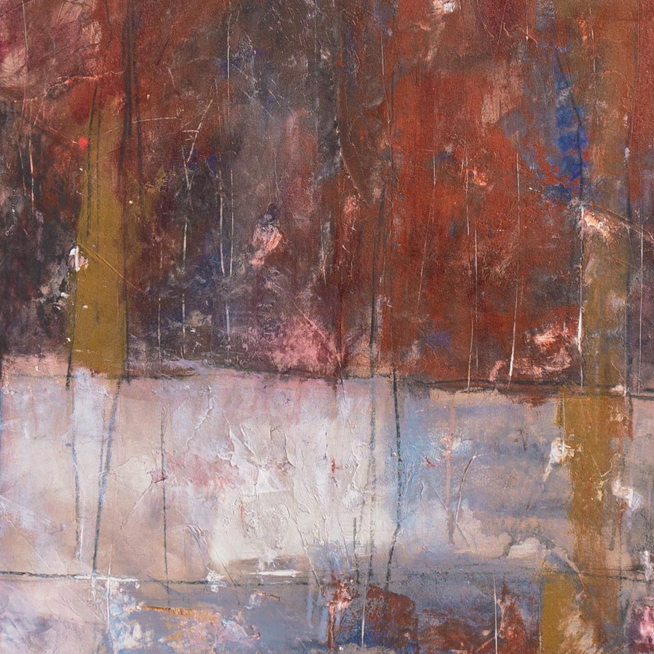 'Abstraction in Coral, Ivory and Charcoal', Large Guatemalan Abstract Oil - Gray Abstract Painting by Erwin Guillermo