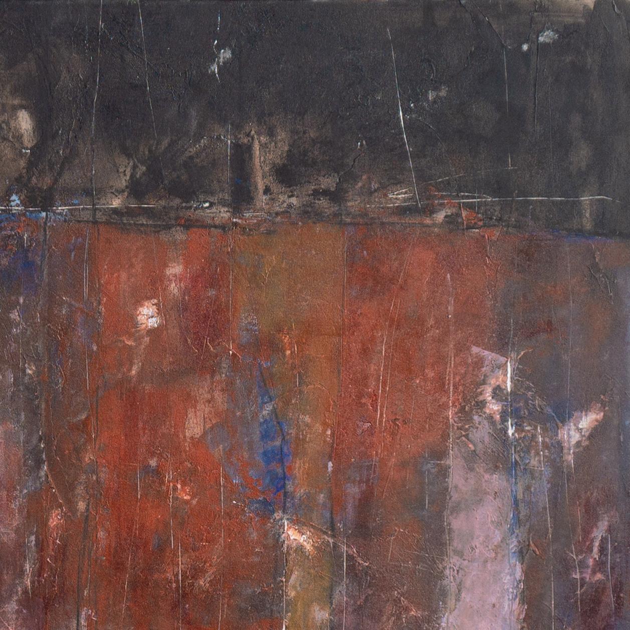 'Abstraction in Coral, Ivory and Charcoal', Large Guatemalan Abstract Oil For Sale 1