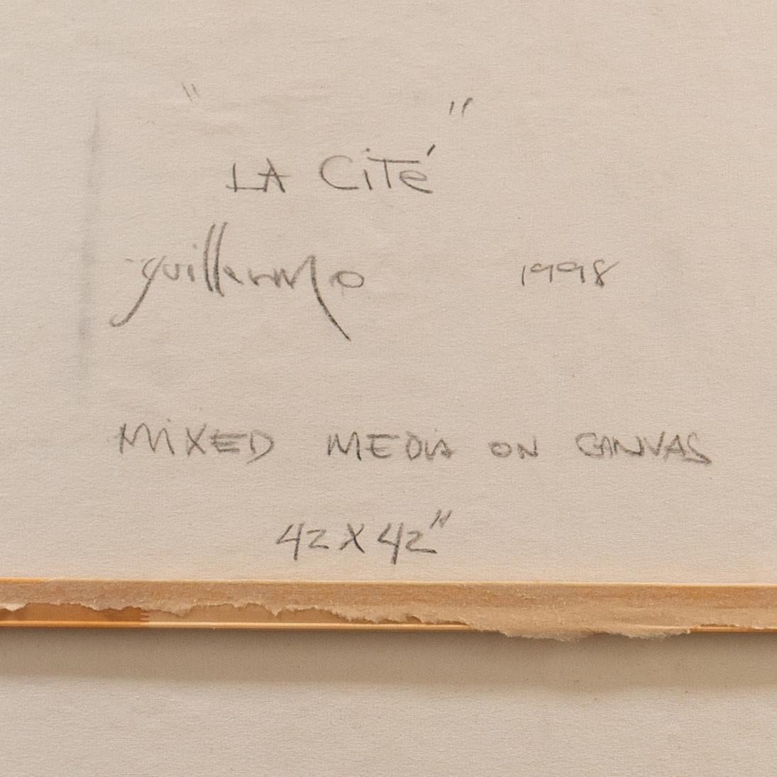 'Astrazione in corallo, avorio e carboncino', grande olio astratto guatemalteco in vendita 3