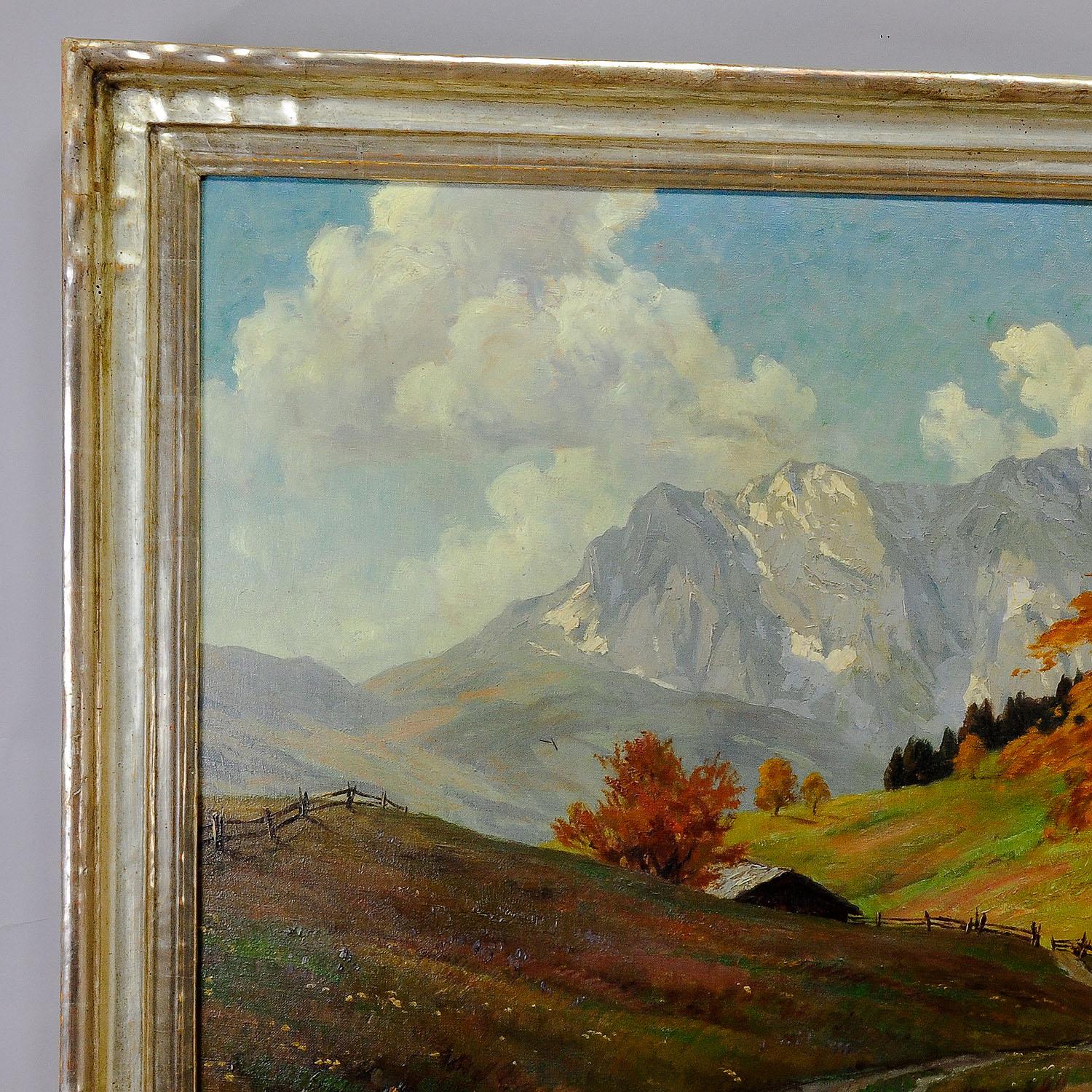 Victorian Erwin Kettemann Landscape in the Tyrolean Alps, Oil on Canvas ca. 1930 For Sale