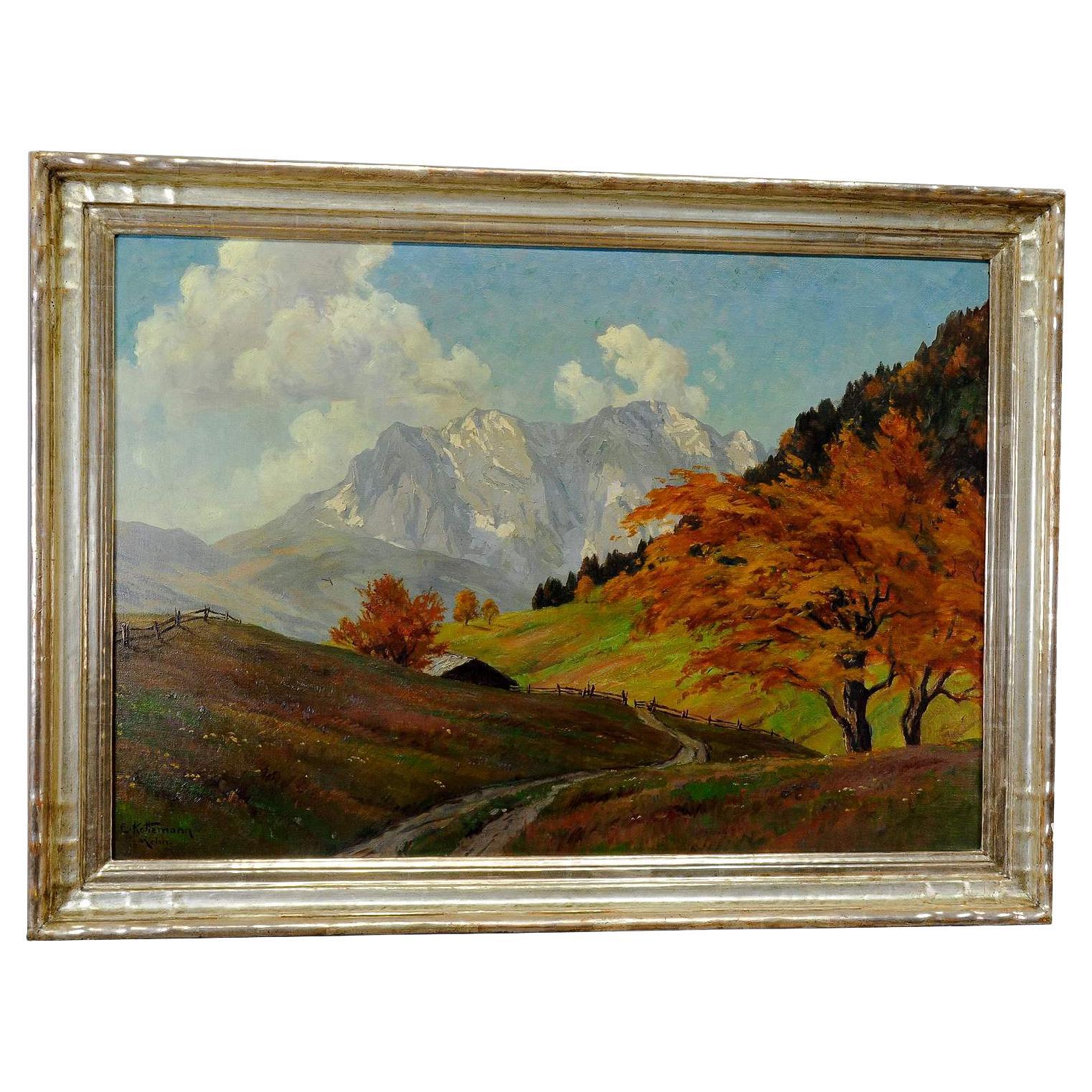 Erwin Kettemann Landscape in the Tyrolean Alps, Oil on Canvas ca. 1930 For Sale