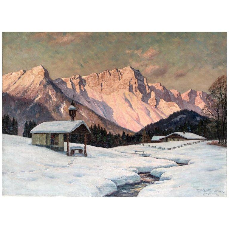 Erwin Kettemann Landscape Painting – Der bayerische Sonnenaufgang