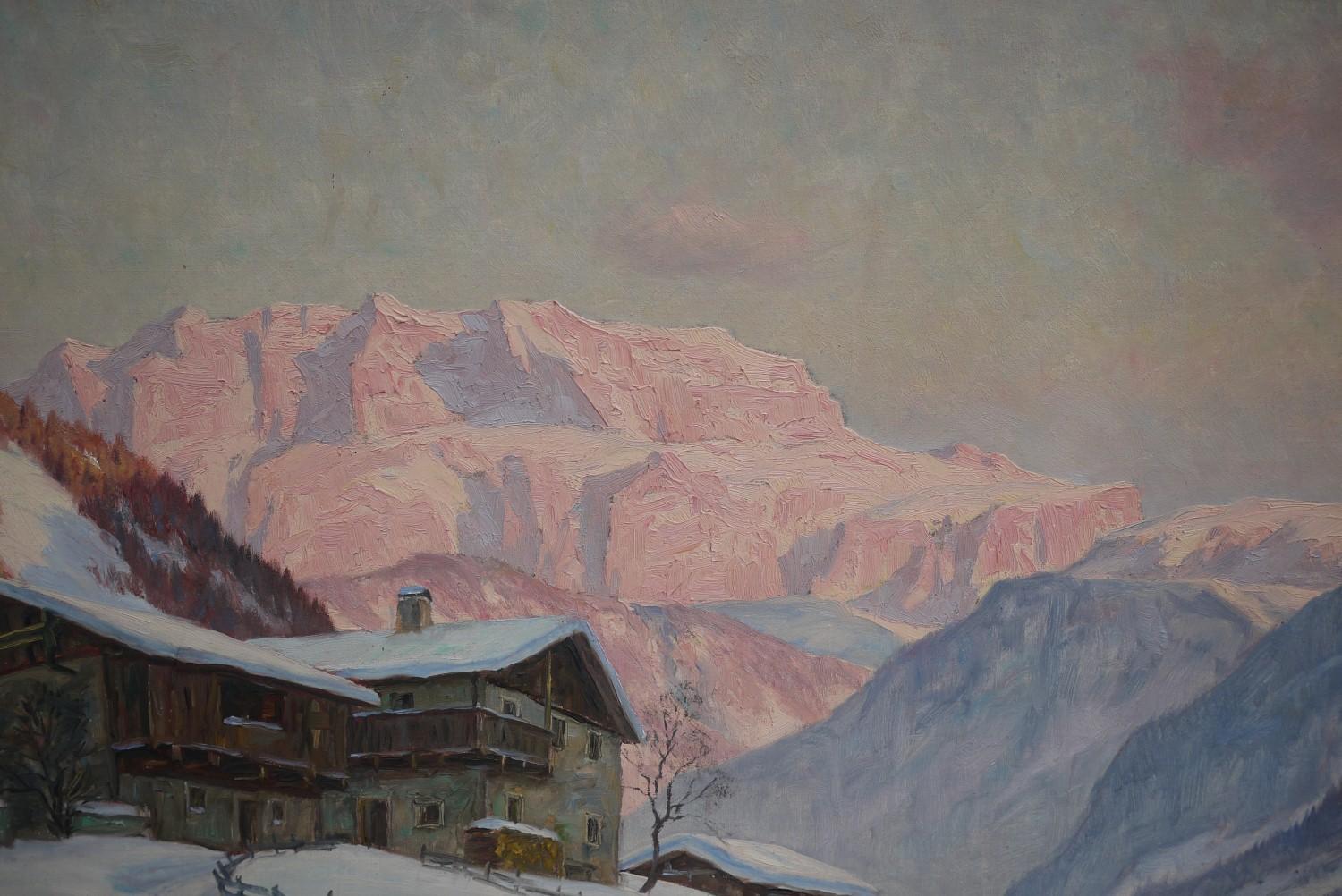 German Sassolungo, Erwin Kettemann, Oil on Canvas Dolomites Painting, 1940