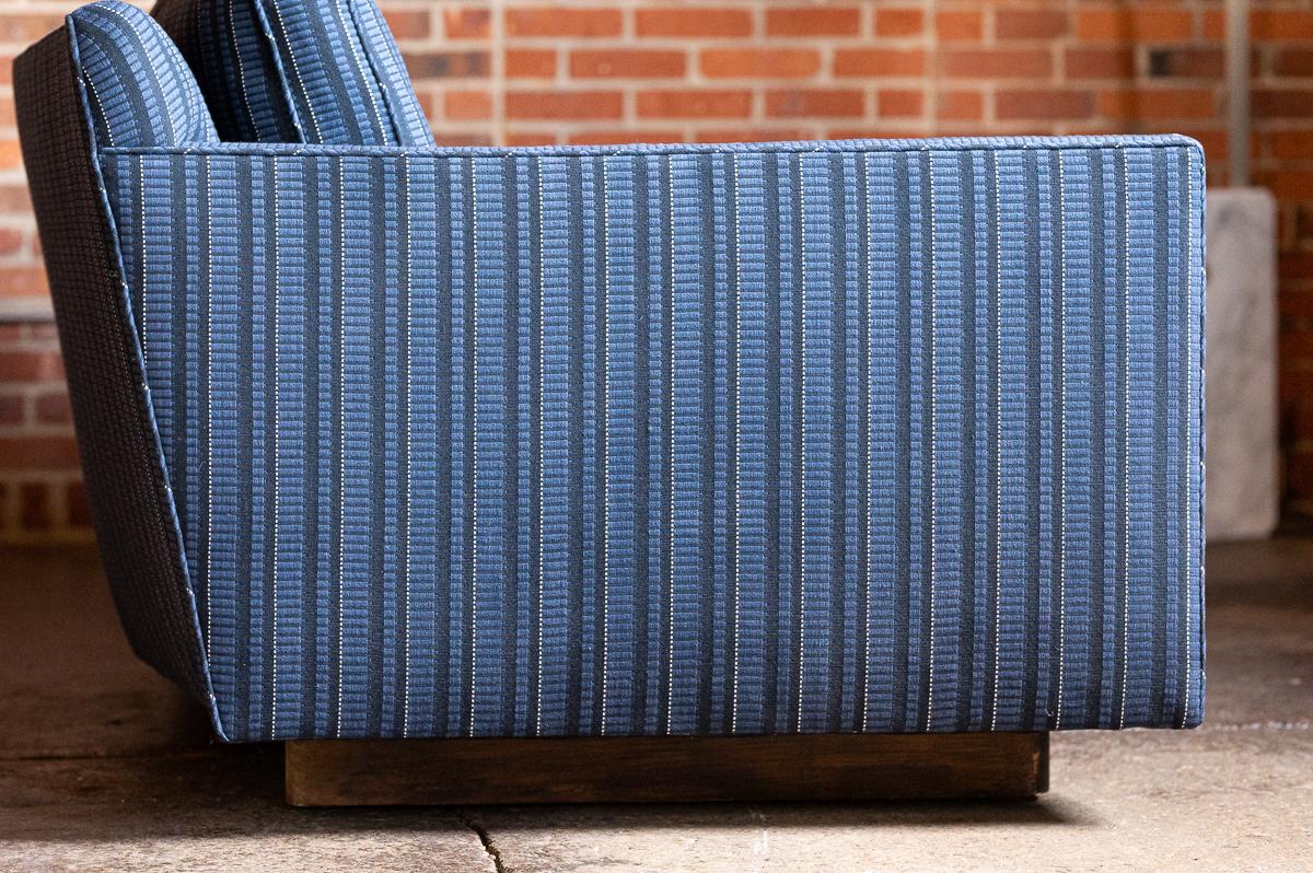 Upholstery Erwin Lambeth Blue Mid Century Sofa For Sale