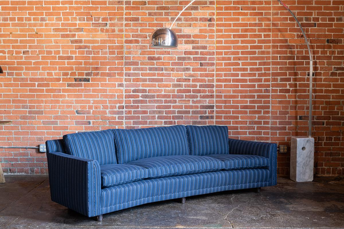 blue mid century modern sofa