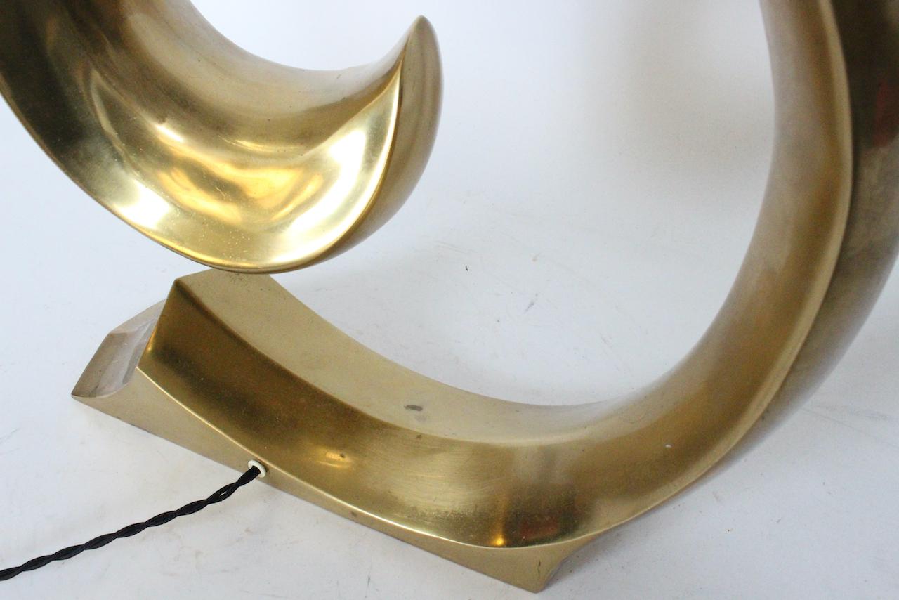 Erwin Lambeth Brass Pierre Cardin Logo Style Table Lamp For Sale 7