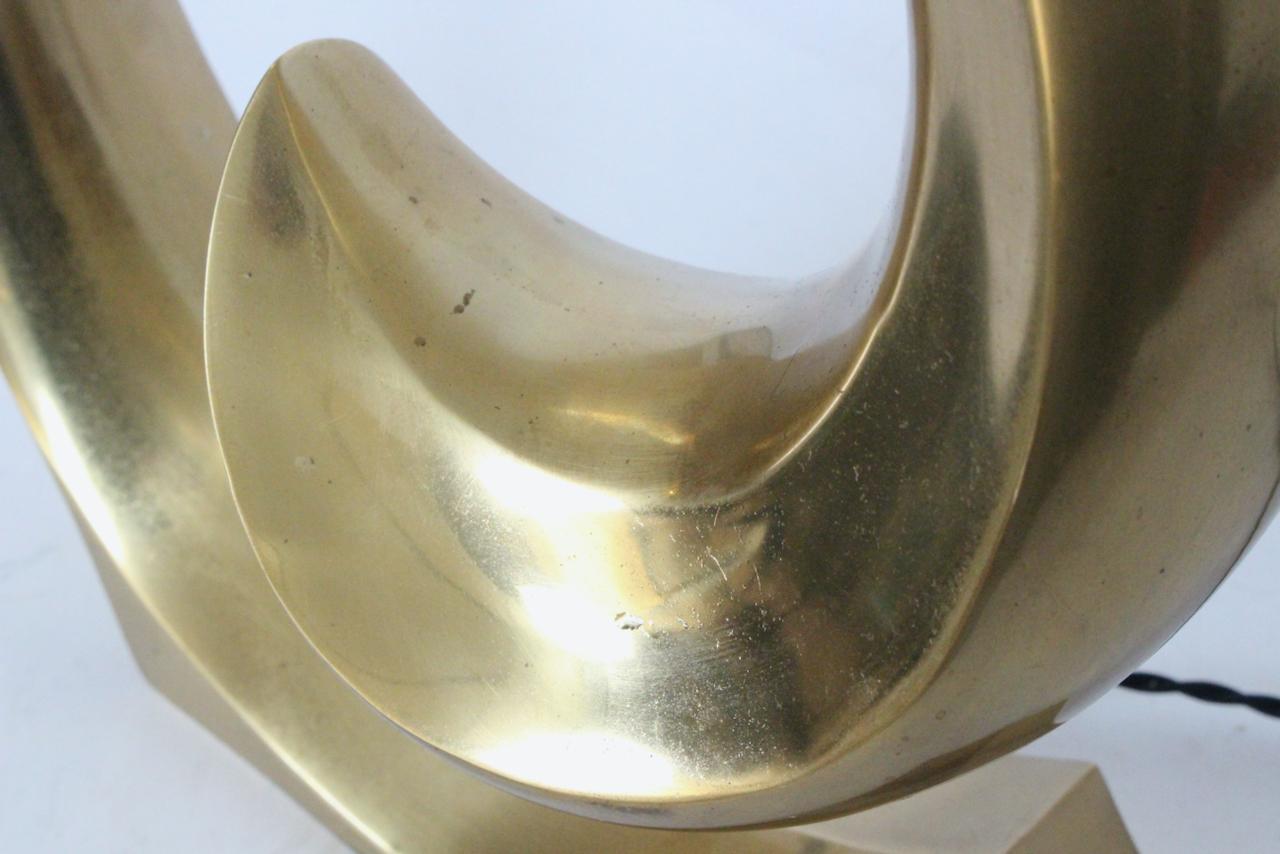 Erwin Lambeth Brass Pierre Cardin Logo Style Table Lamp For Sale 9