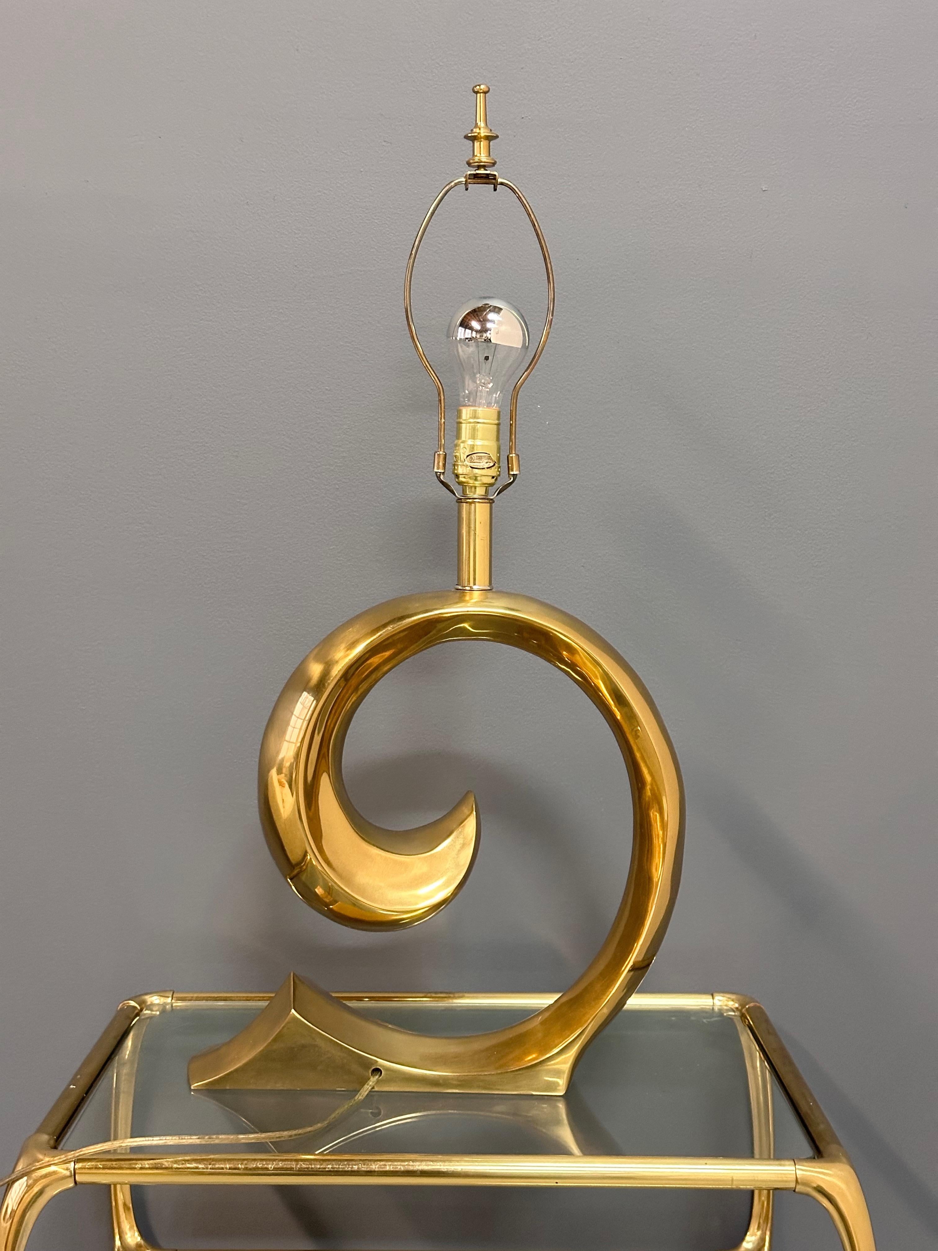 Mid-Century Modern Pierre Cardin Logo Style Brass Table Lamp by Erwin Lambeth For Sale