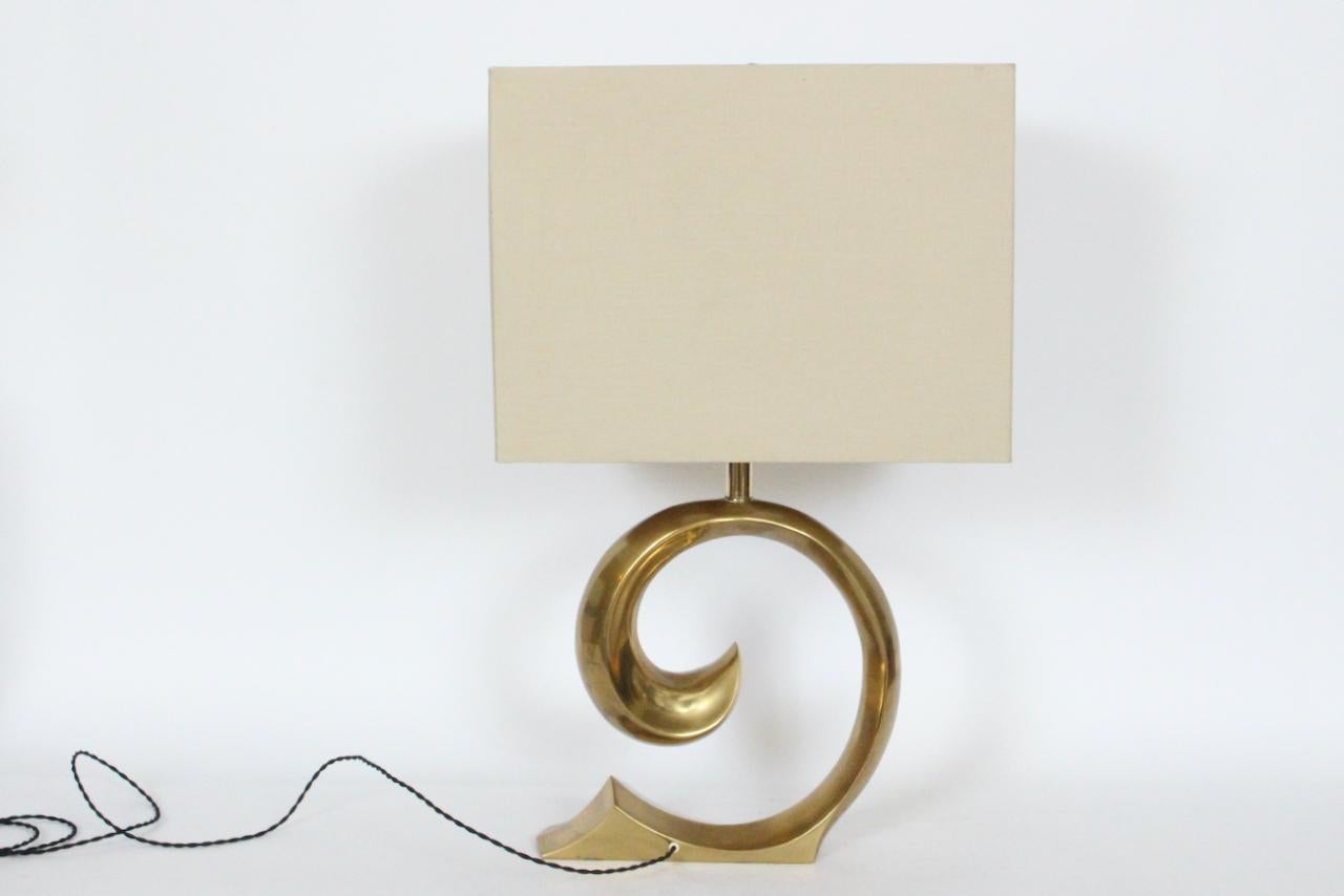 Modern Erwin Lambeth Brass Pierre Cardin Logo Style Table Lamp For Sale