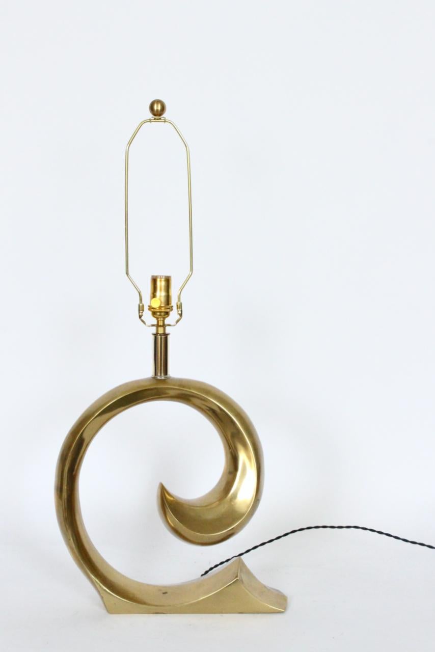 American Erwin Lambeth Brass Pierre Cardin Logo Style Table Lamp For Sale