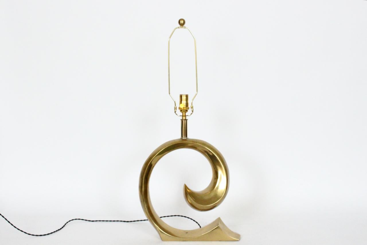 Plated Erwin Lambeth Brass Pierre Cardin Logo Style Table Lamp For Sale