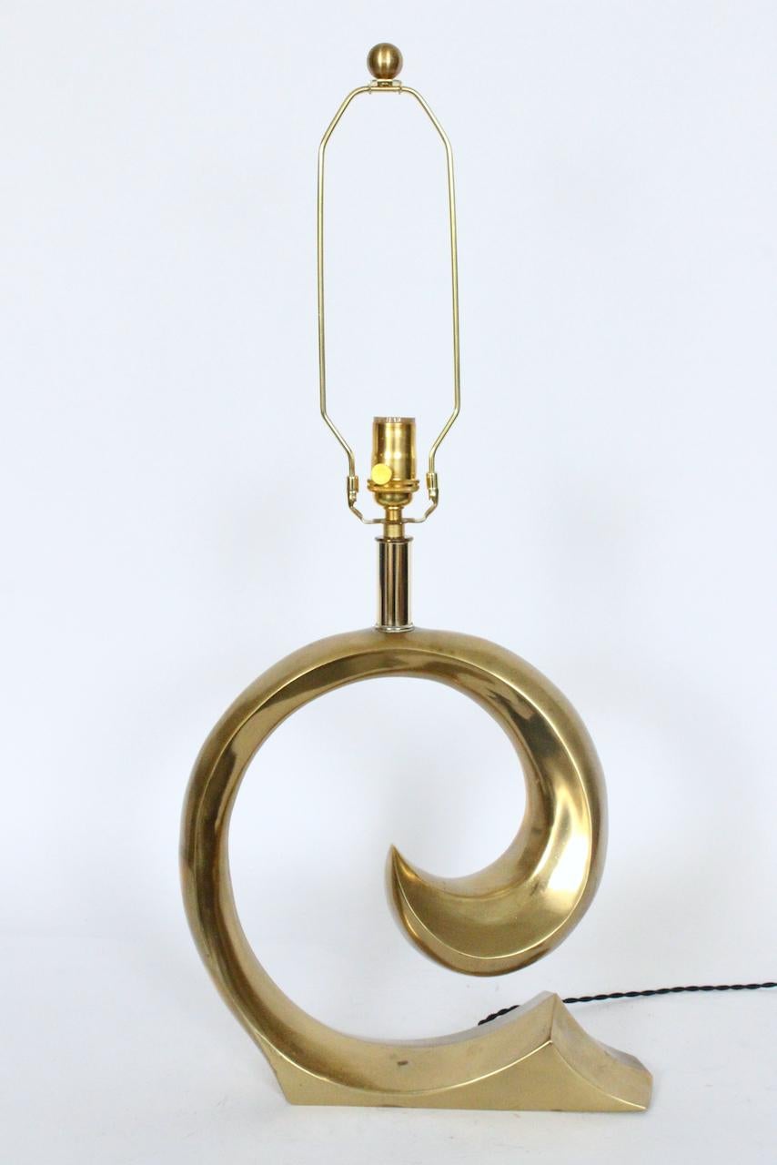 Erwin Lambeth Brass Pierre Cardin Logo Style Table Lamp In Good Condition For Sale In Bainbridge, NY