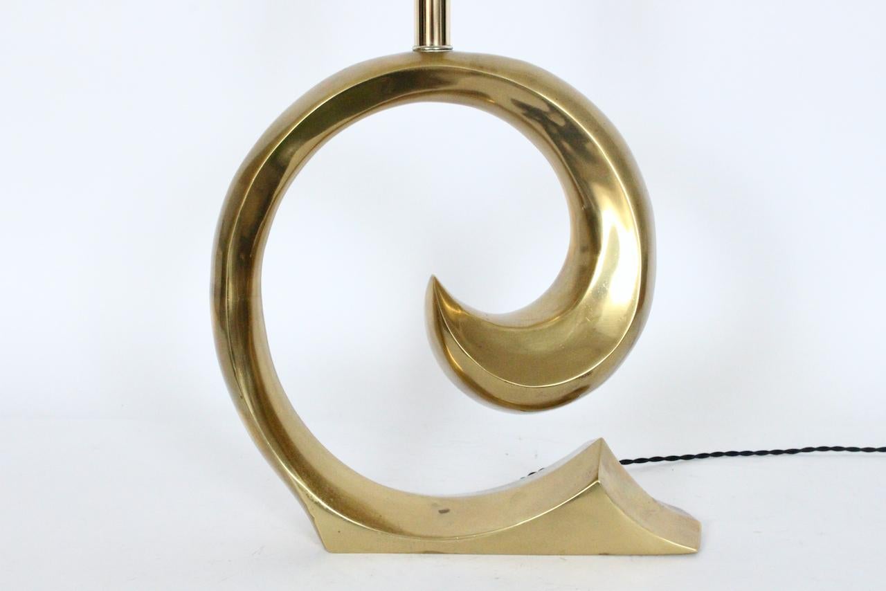 Late 20th Century Erwin Lambeth Brass Pierre Cardin Logo Style Table Lamp For Sale