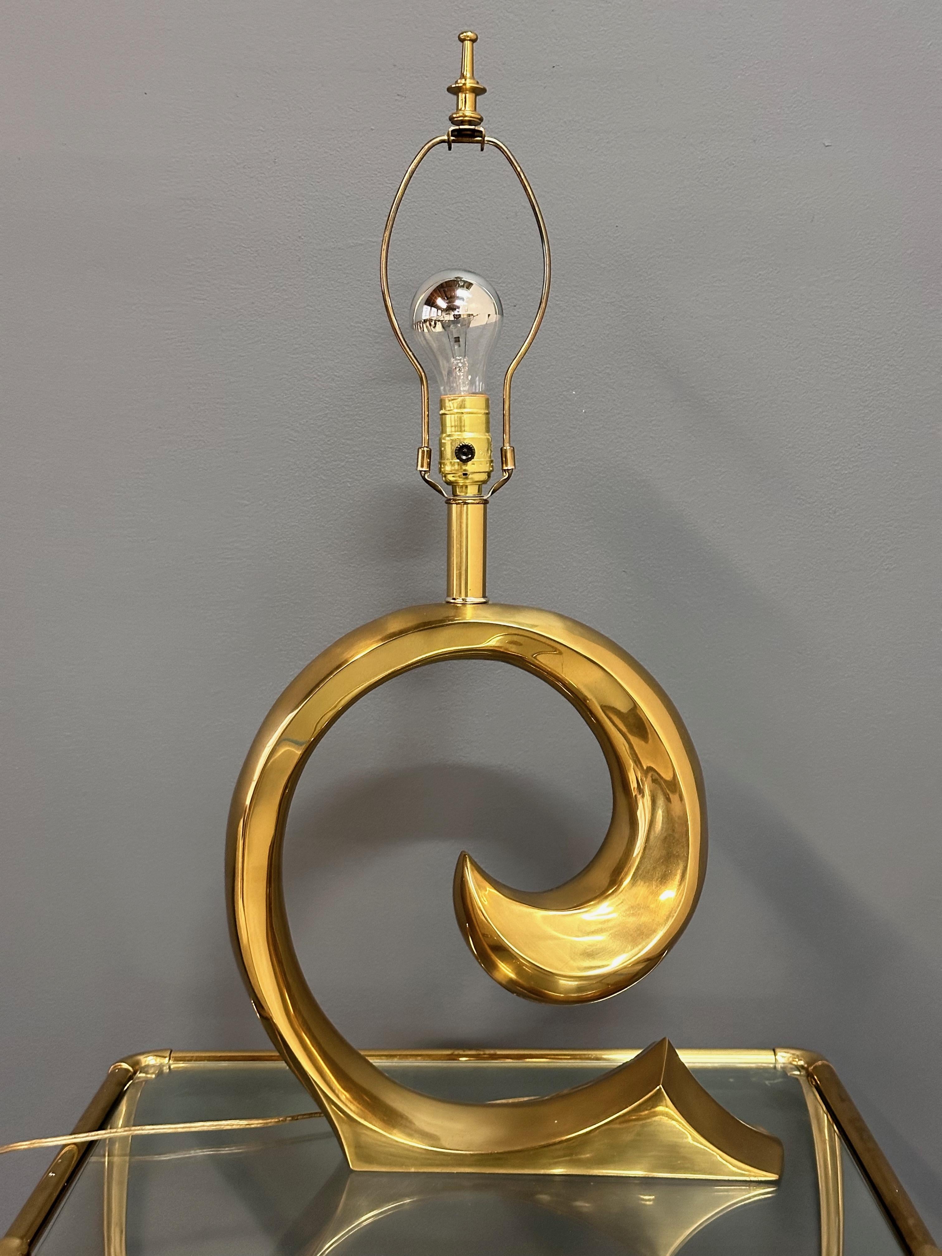 Pierre Cardin Logo Style Brass Table Lamp by Erwin Lambeth For Sale 3
