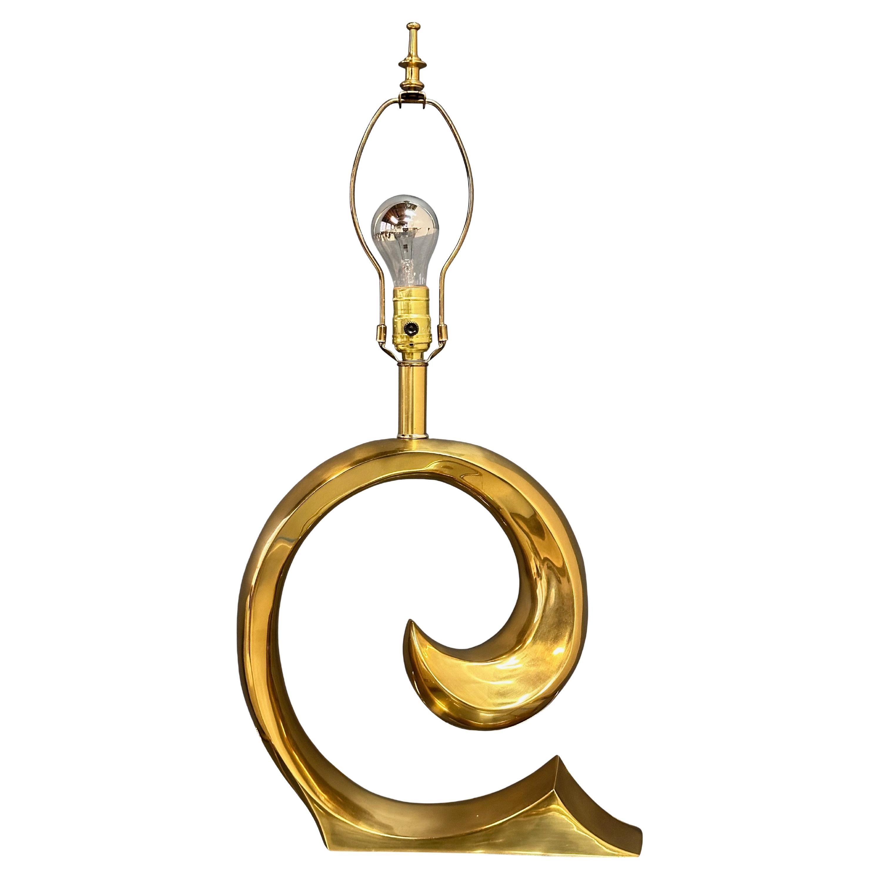 Pierre Cardin Logo Style Brass Table Lamp by Erwin Lambeth