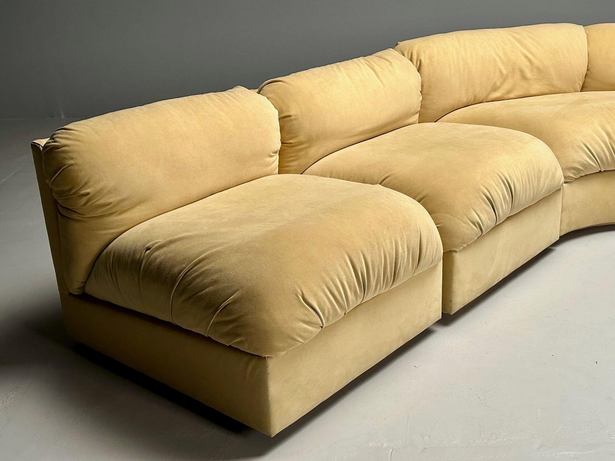 Fabric Erwin-Lambeth, Mid-Century Modern, Large Modular Sectional Sofa, Re-upholstery For Sale