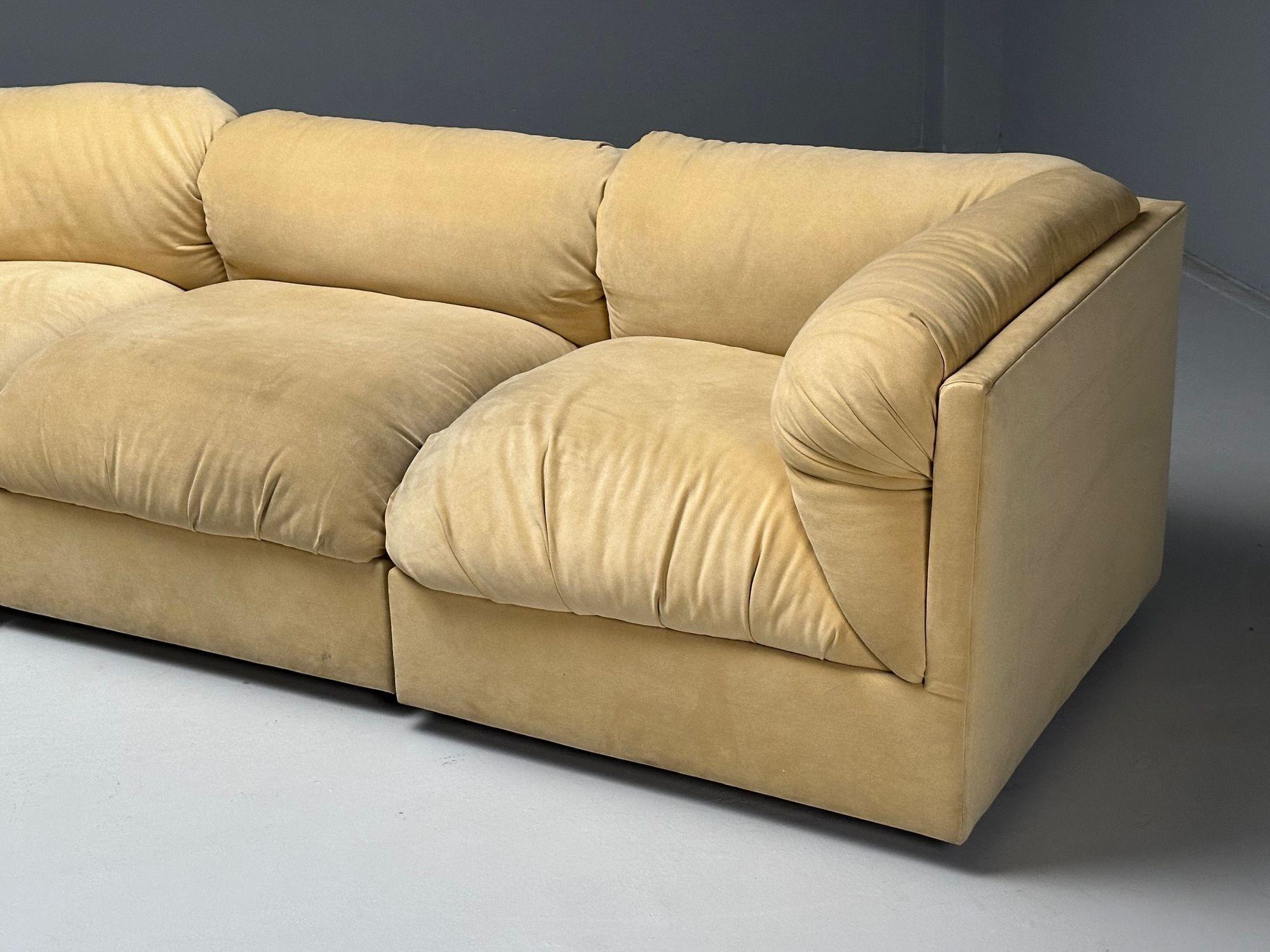 Erwin-Lambeth, mi-siècle moderne, grand canapé sectionnel modulaire, retapissé en vente 1