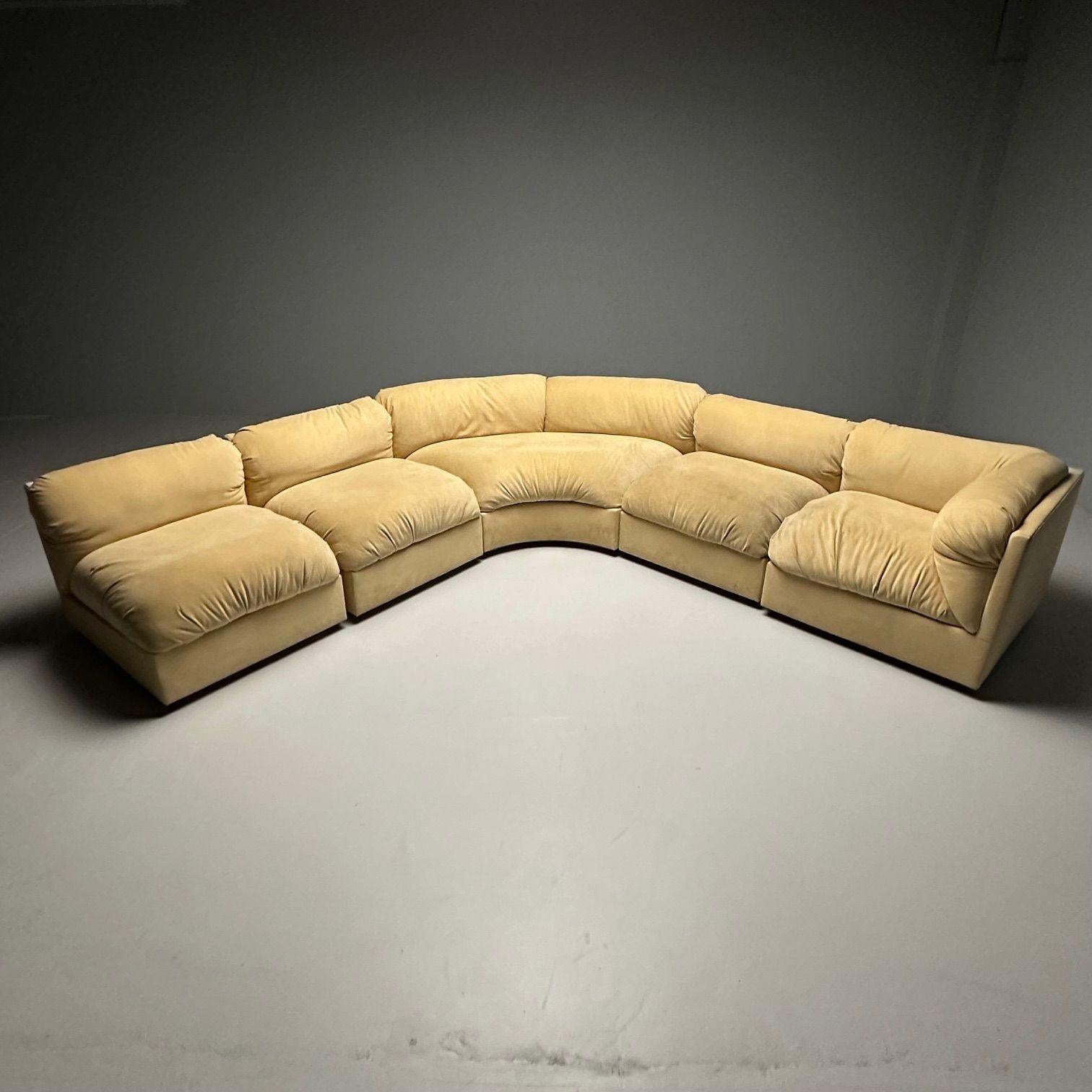 Erwin-Lambeth, mi-siècle moderne, grand canapé sectionnel modulaire, retapissé en vente 2