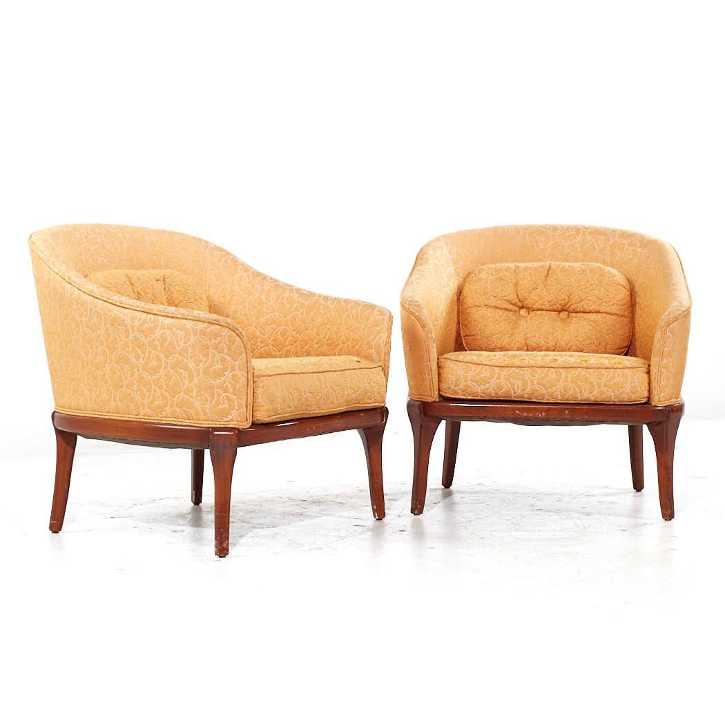 Erwin Lambeth Mid Century Walnut Lounge Chairs - Pair

Each lounge chair measures: 29.25 wide x 29.5 deep x 28.5 high, with a seat height of 16 inches

All pieces of furniture can be had in what we call restored vintage condition. That means the