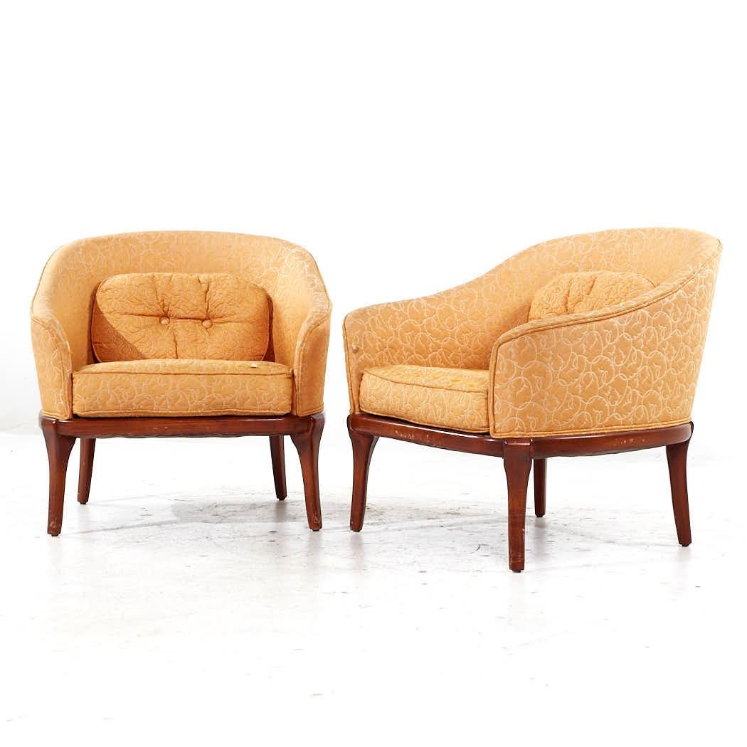 Mid-Century Modern Erwin Lambeth Mid Century Walnut Lounge Chairs - Pair For Sale