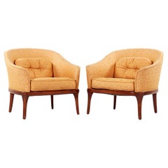 Erwin Lambeth Mid Century Walnut Lounge Chairs - Pair