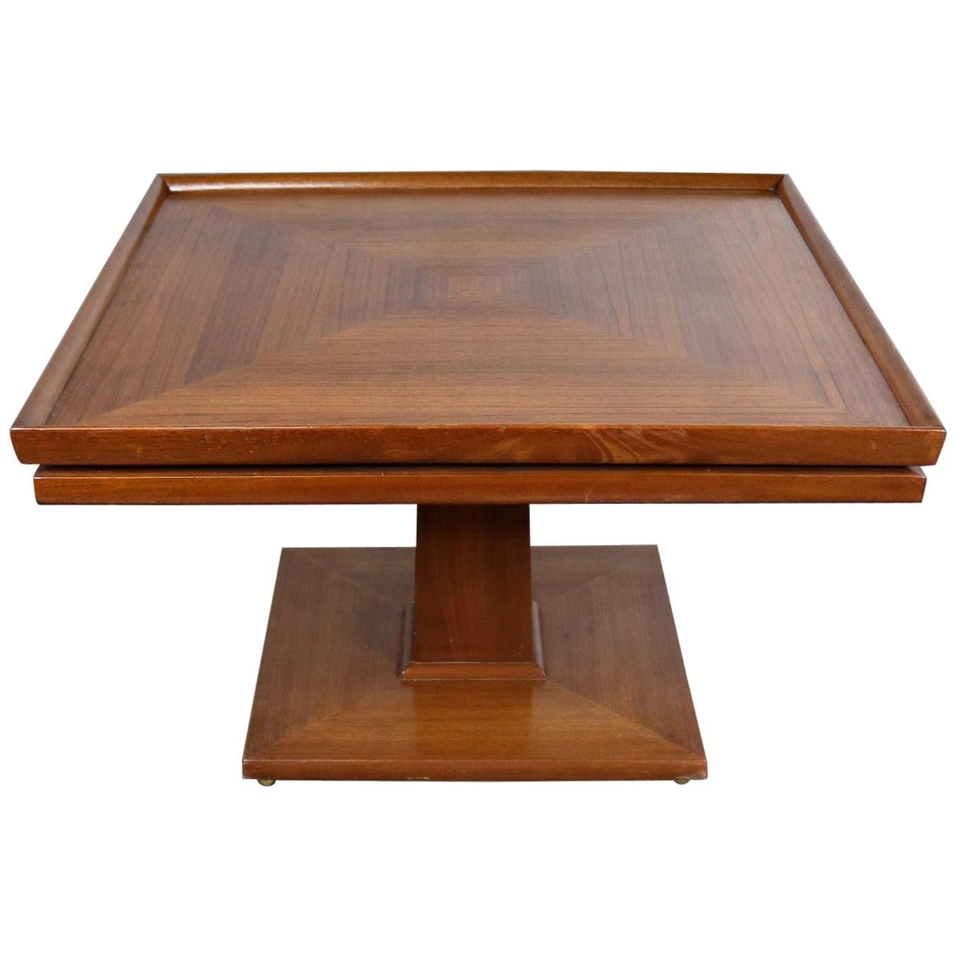 Erwin Lambeth Midcentury Walnut Square Pedestal Side End or Lamp Table