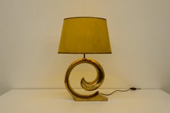Lampada da tavolo in ottone con logo Pierre Cardin di Erwin Lambeth, 1970 circa