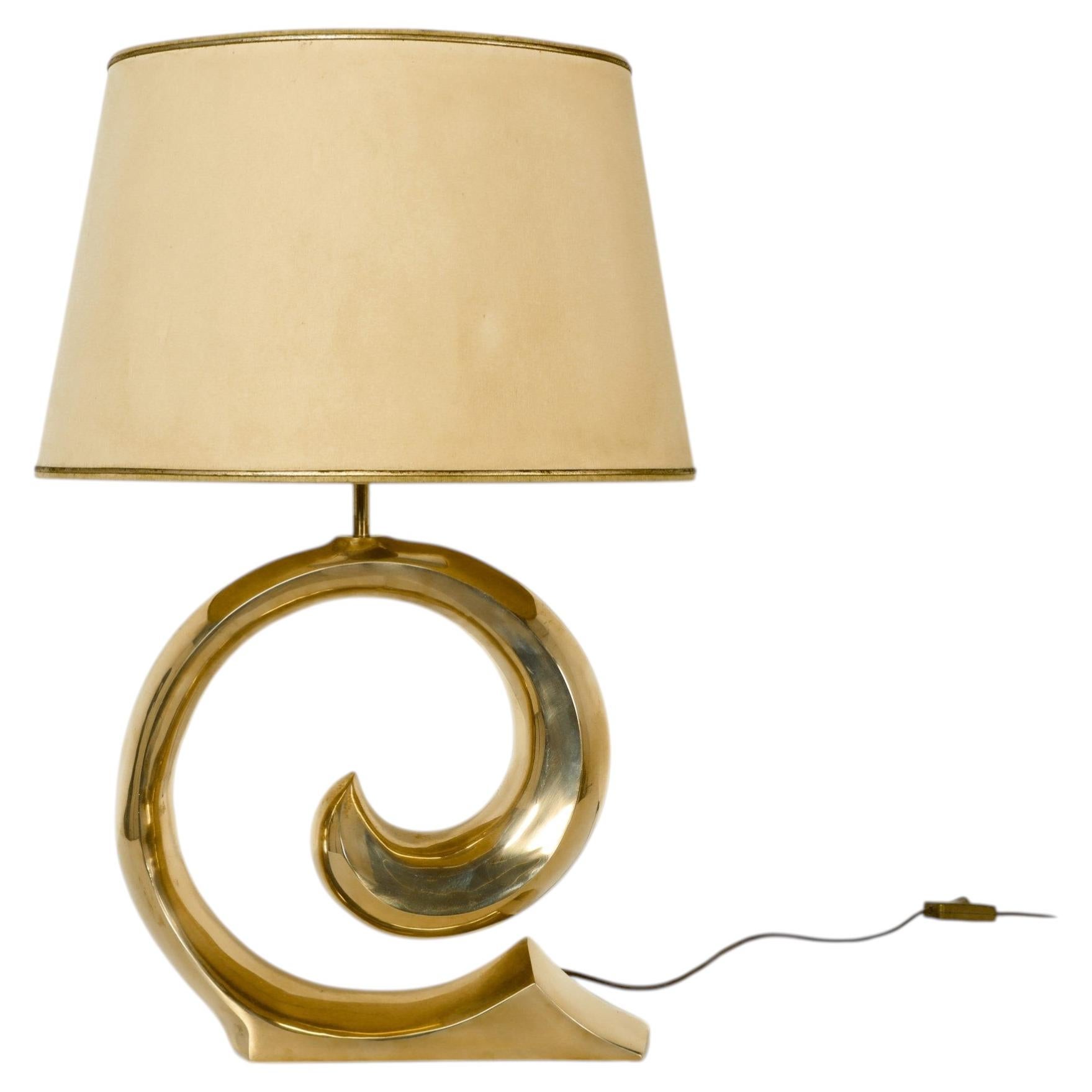 Erwin Lambeth Pierre Cardin Logo Brass Table Lamp, c. 1970