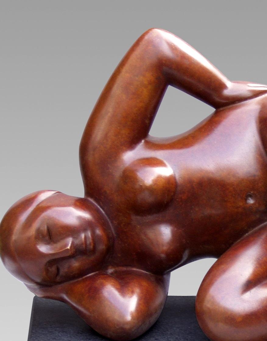 Dagdroomster Daydreamer Bronzeskulptur Nackt Weiblich Contemporary Woman Lady – Sculpture von Erwin Meijer