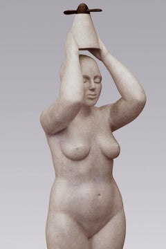 Engel Bronze Skulptur Propellor Nackte weibliche Dame Frau Zeitgenössisch