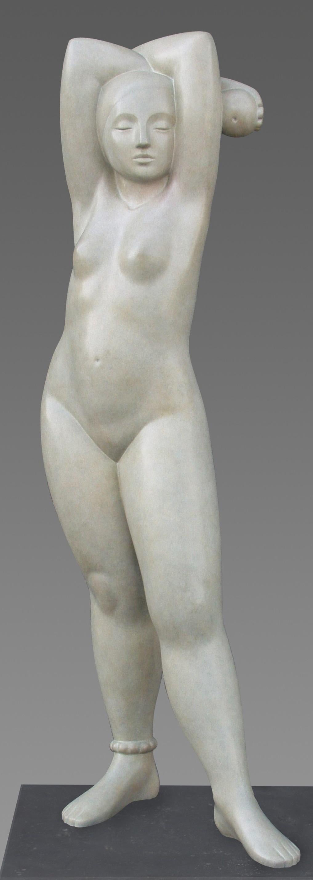 Eva Bronze-Skulptur weibliche Aktfigur, zeitgenössisch  (Gold), Figurative Sculpture, von Erwin Meijer