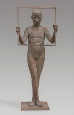 Sculpture moderne d'un garçon en bronze, édition limitée et cadre spécial