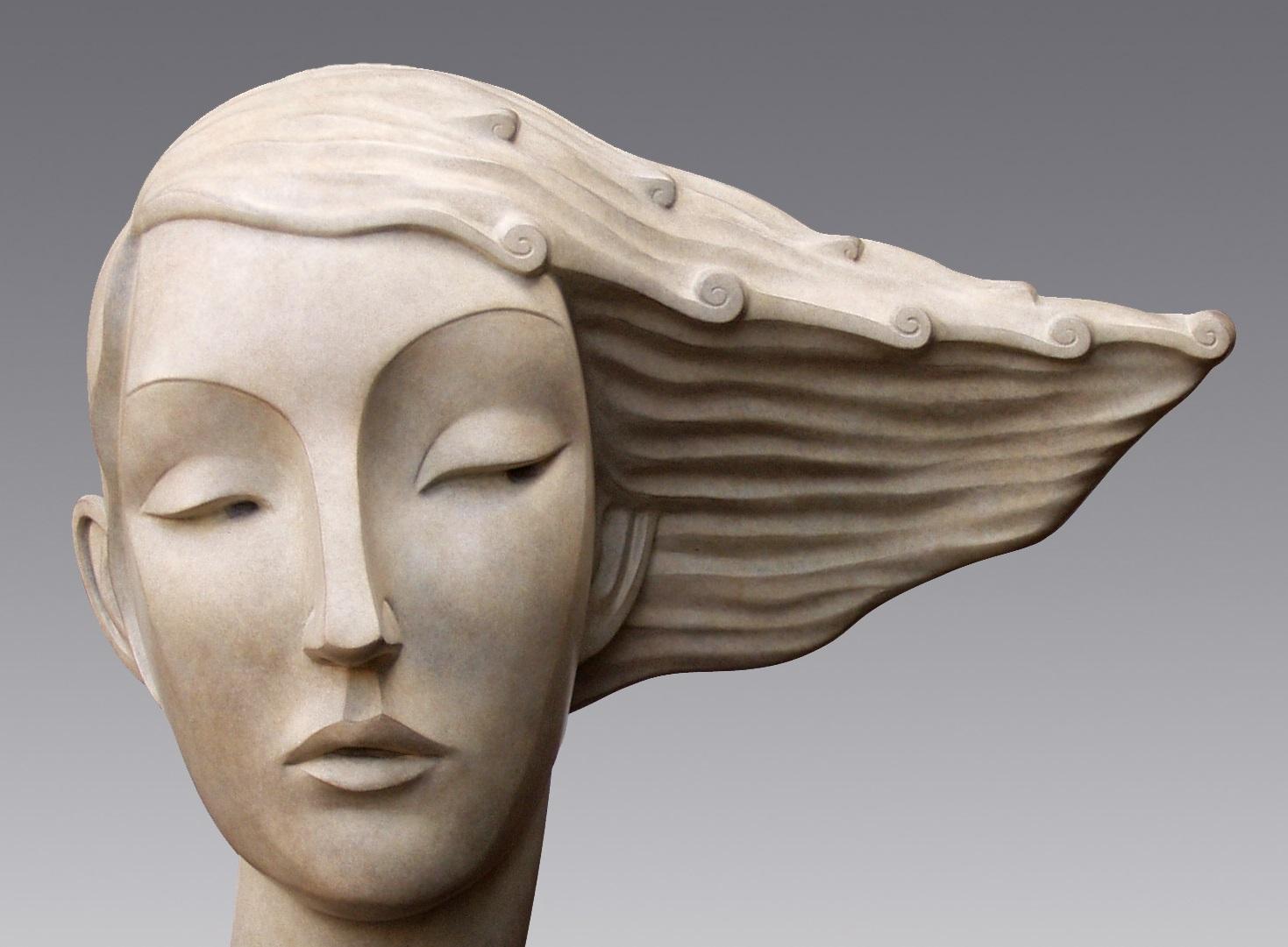 Haar Golvend Haar Su Cabello Ondulante Escultura de Bronce Cabeza Femenina Contemporánea - Figurative Sculpture Oro de Erwin Meijer