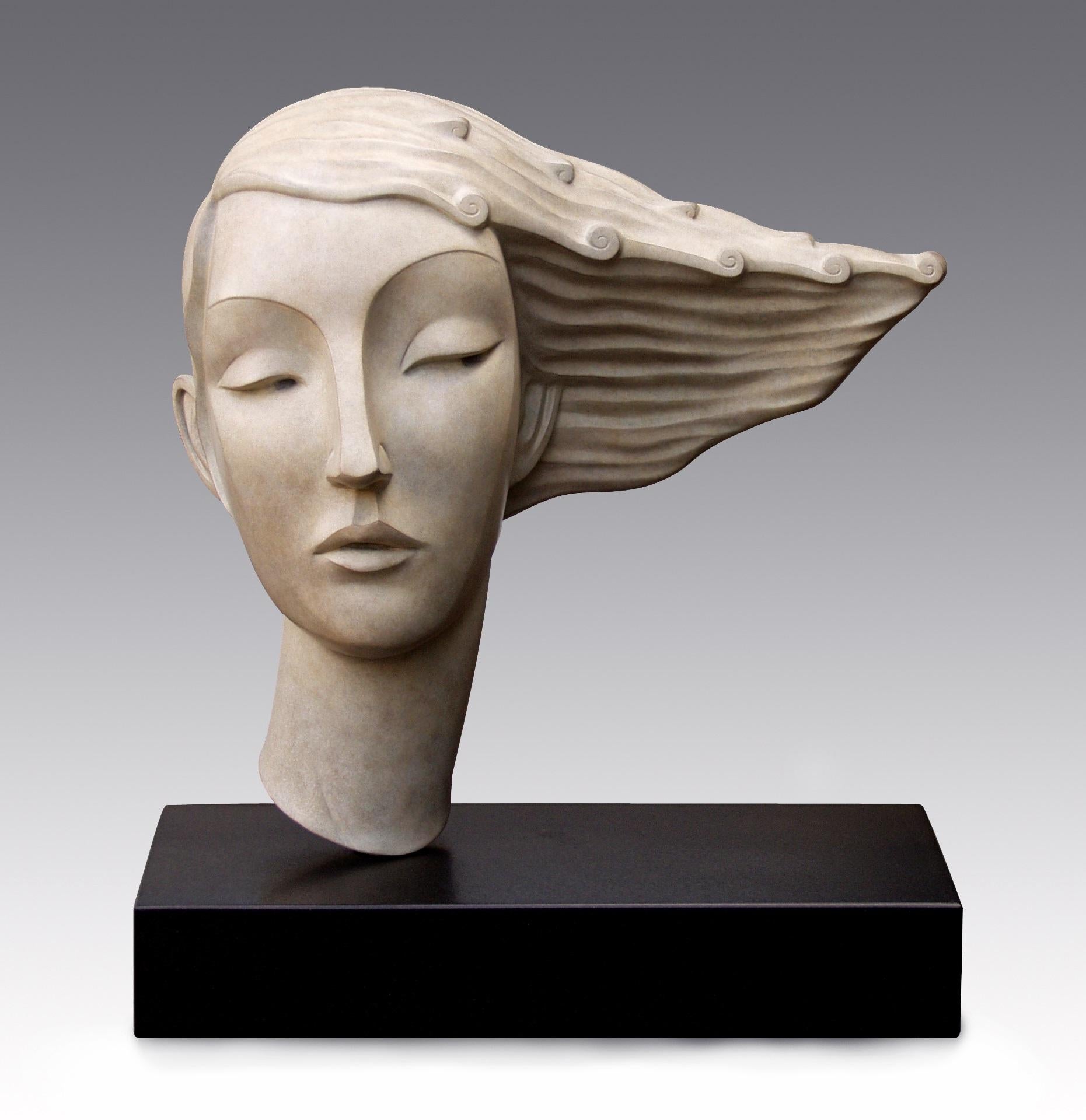Figurative Sculpture Erwin Meijer - Haar Golvend Haar - Sculpture en bronze - Tête de femme contemporaine en forme de cheveux ondulés