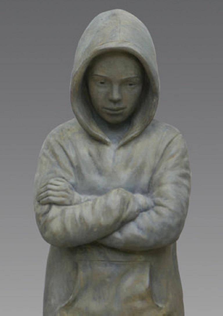 Hoodie I Girl - Sculpture en bronze - Gris - Fashion - Contemporain en vente 1