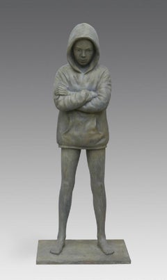 Hoodie Girl Bronze Sculpture Nude Fashion Grey Modern Contemporary