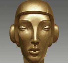 Hybride Hybrid Bronze Sculpture Golden Head Contemporary