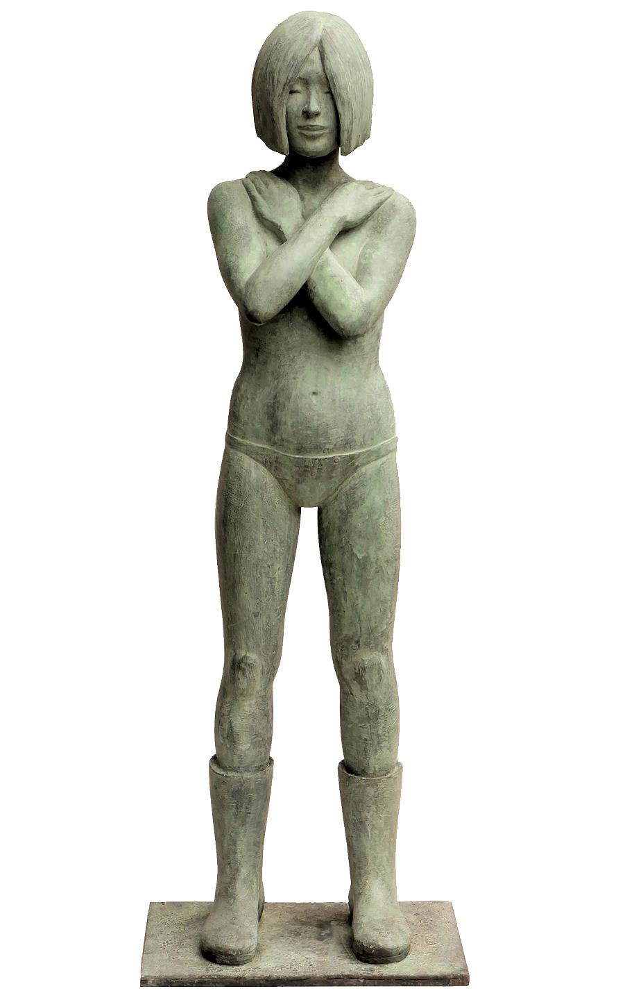 Nude Sculpture Erwin Meijer - Kaplaarzen - Bottes Wellies en bronze - Sculpture - Jeune fille contemporaine en stock