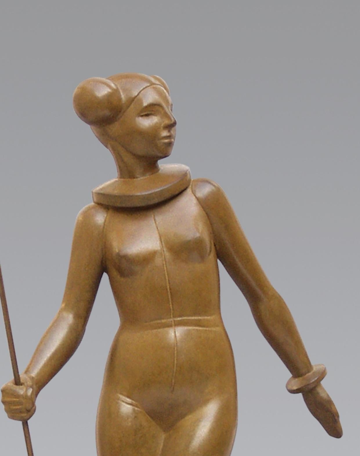 Leia Bronze-Skulptur Prinzessin Nackt Weibliche Starwars Lady Woman Zeitgenössisch (Gold), Figurative Sculpture, von Erwin Meijer