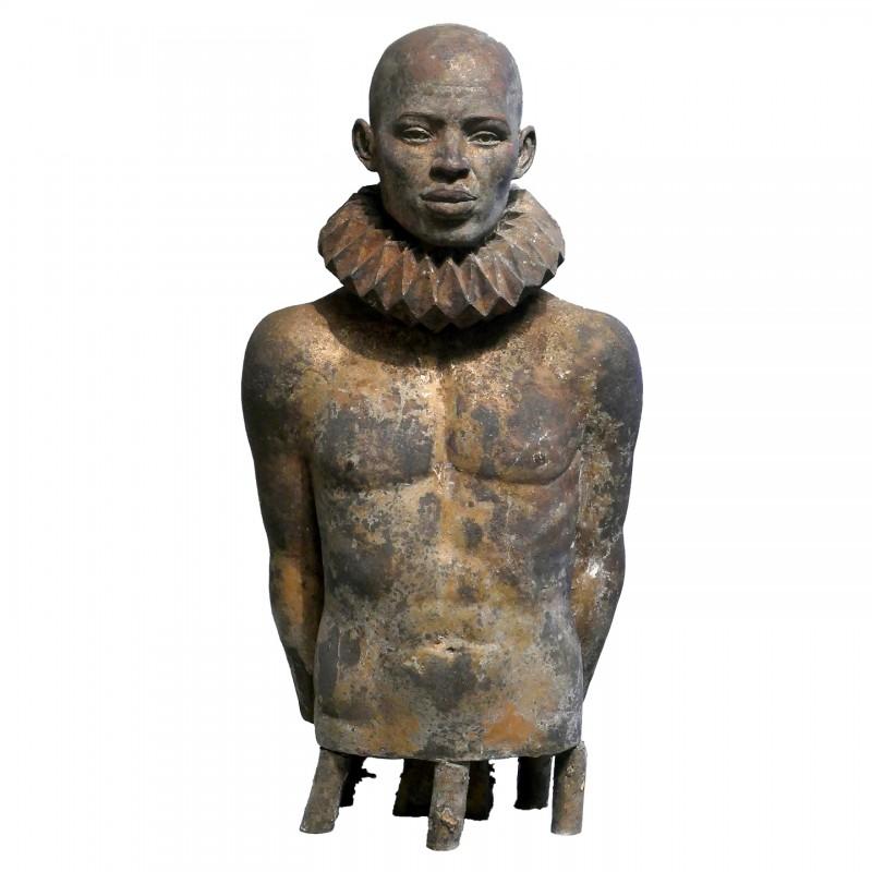 Erwin Meijer Figurative Sculpture - Man met Kraag Man with Collar Unique Bronze Sculpture Contemporary