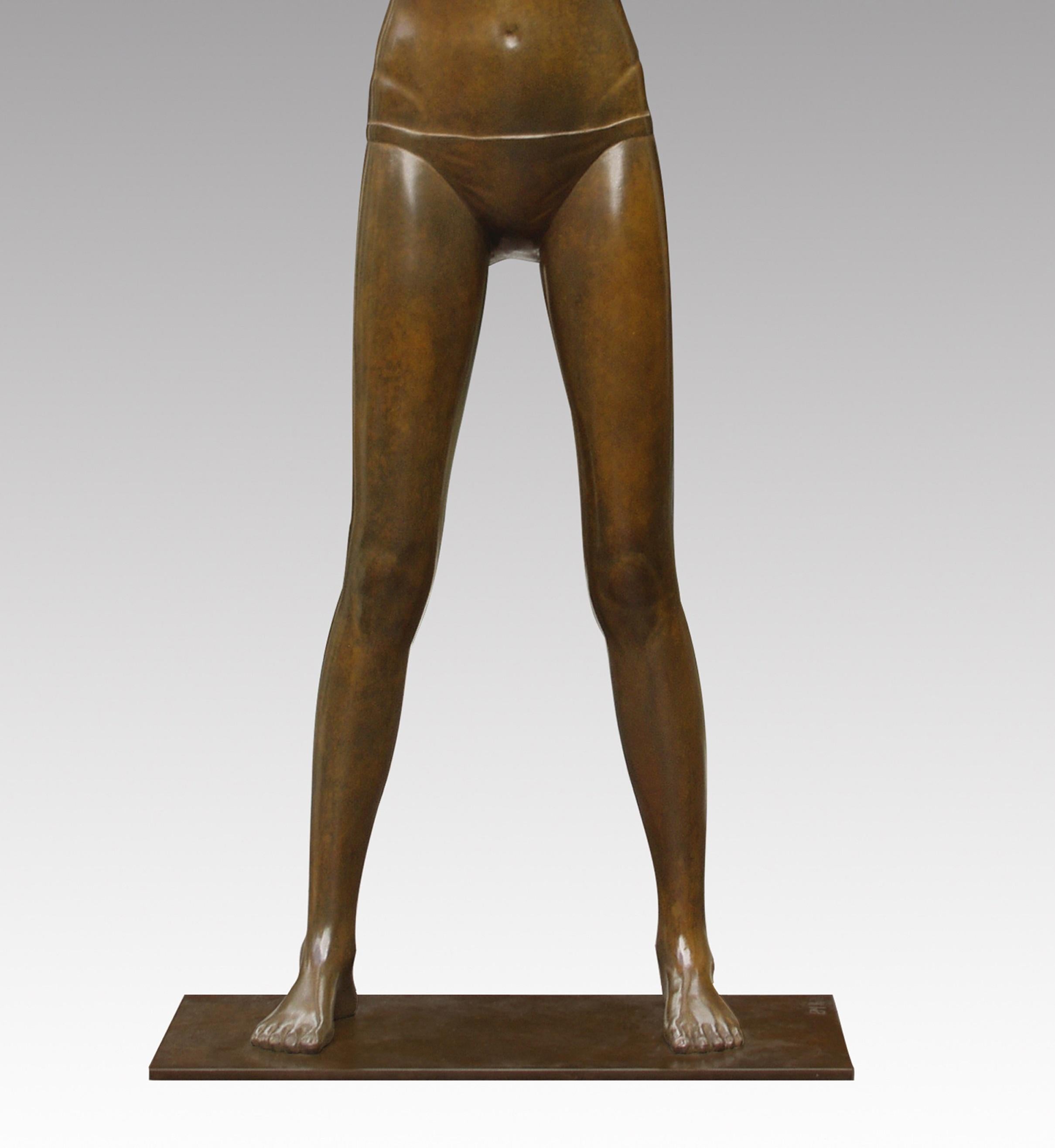 Modèle II Sculpture en bronze Fille nue debout Figure féminine contemporaine
Les statues d'Erwin Meijer sont subtiles avec une écriture reconnaissable et personnelle.
Ils respirent l'atmosphère d'un poème narratif, où le lecteur ne rencontre pas