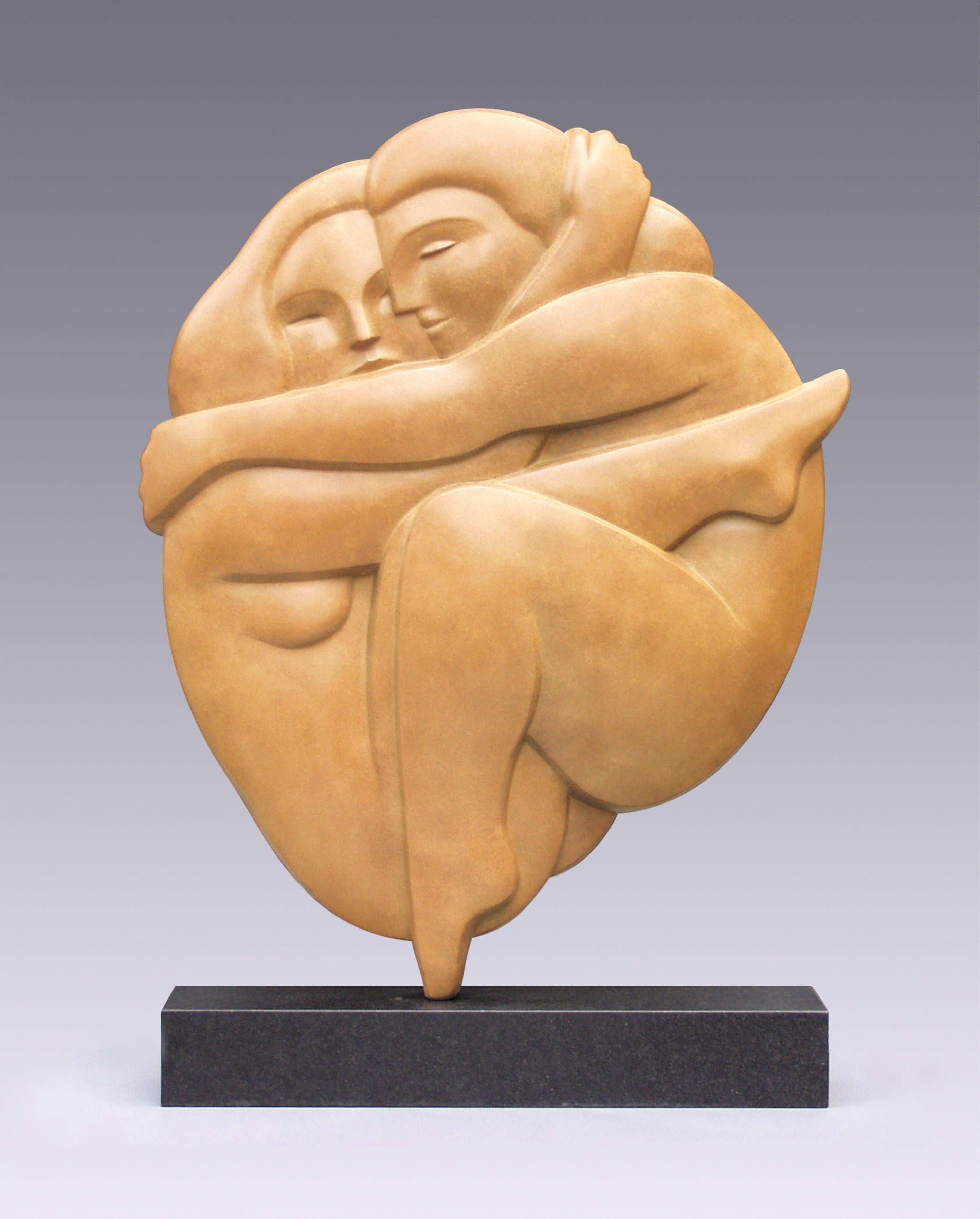 Nude Sculpture Erwin Meijer - Petite sculpture en bronze éblouissante Klein Embrace, amour éblouissant contemporain